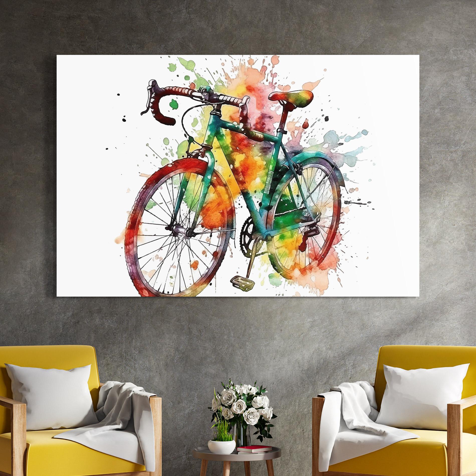 Tablou Sticla Bicycle Color Splash mockup 4