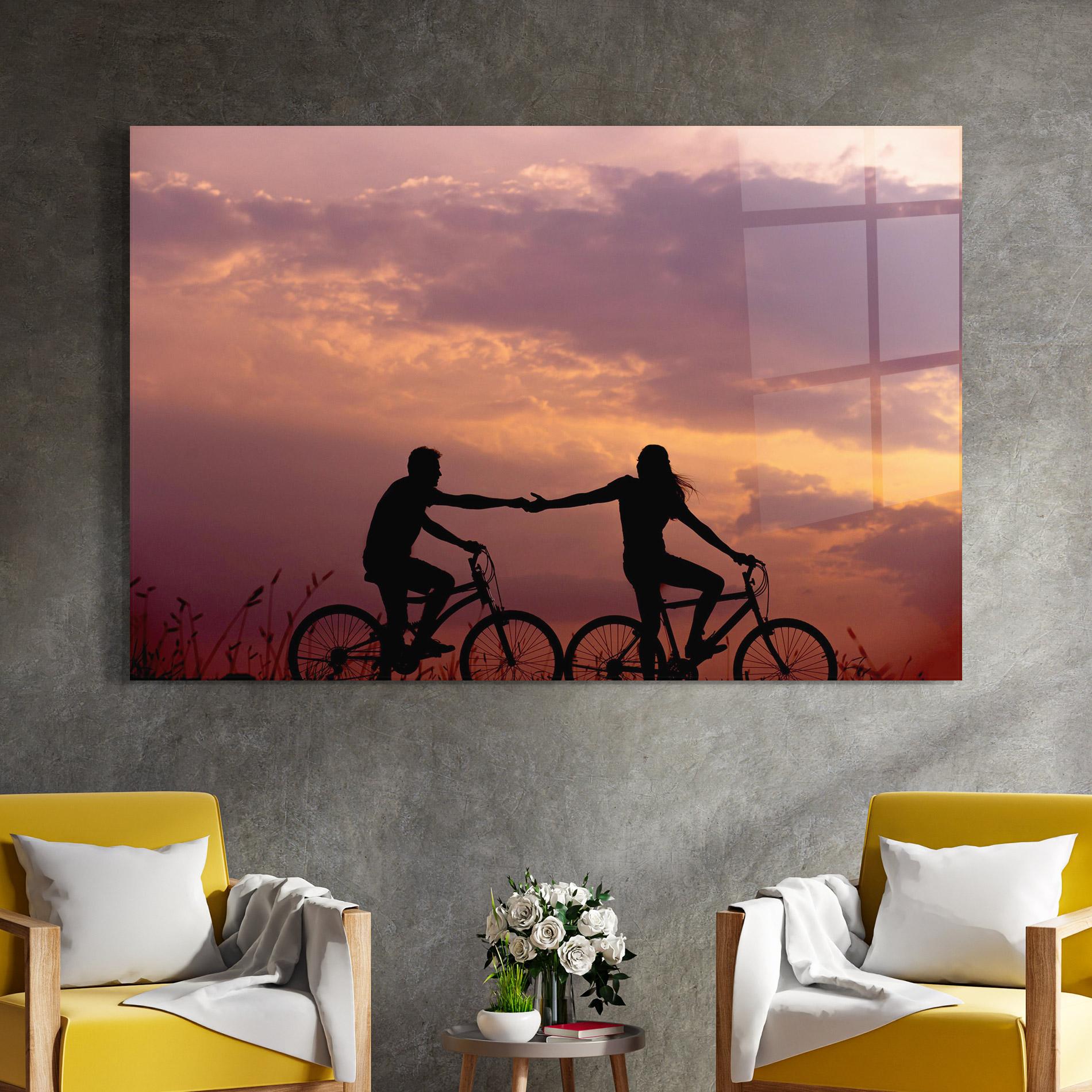 Tablou Sticla Bike Couple mockup 4