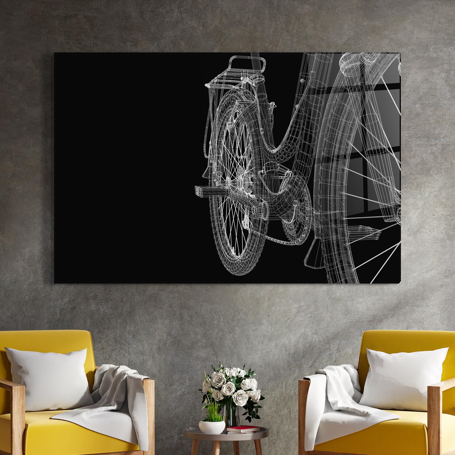 Tablou Sticla Bike Wire Model 3d mockup 4