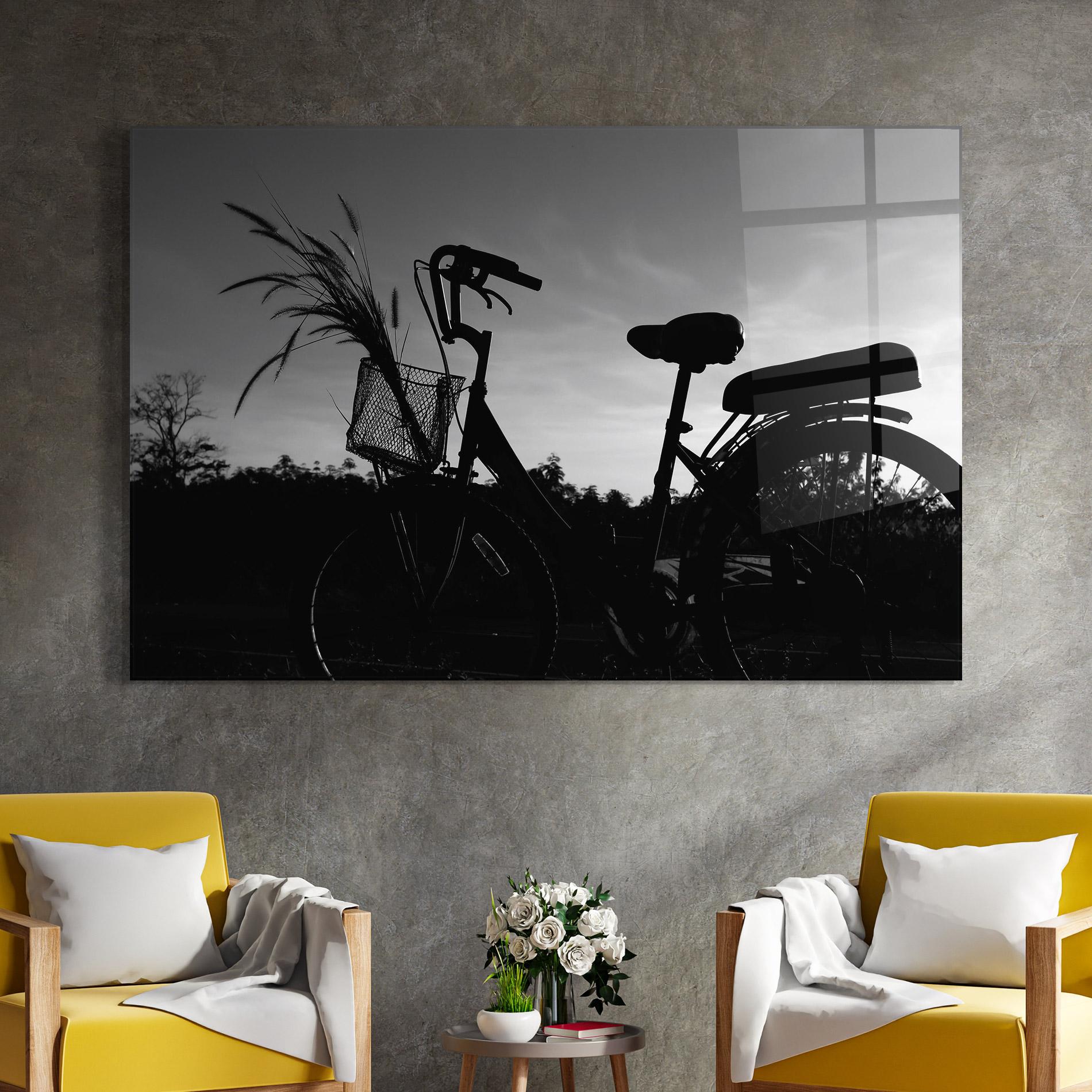 Tablou Sticla Black Bike Shilouette mockup 4