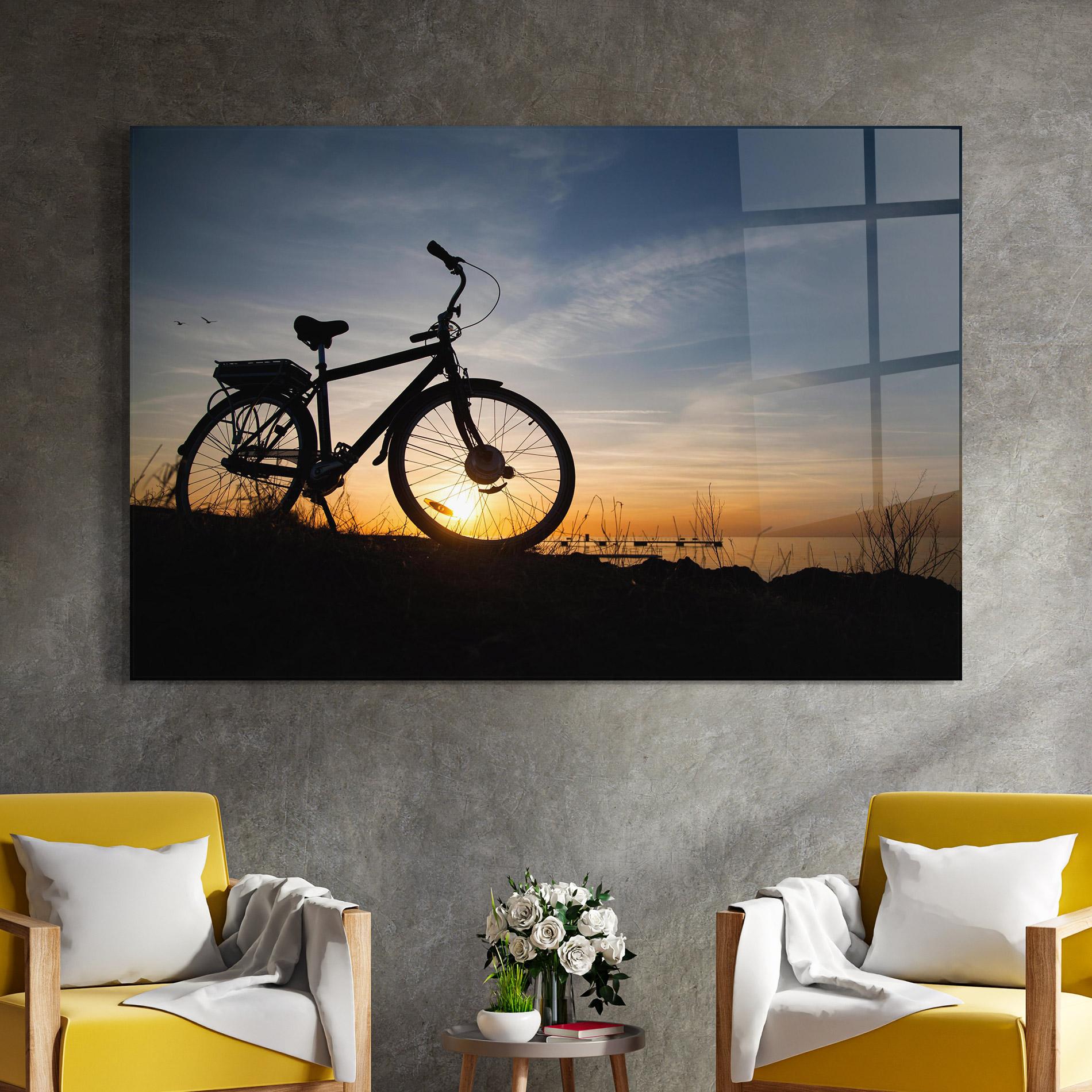 Tablou Sticla Blue Sky Bike mockup 4