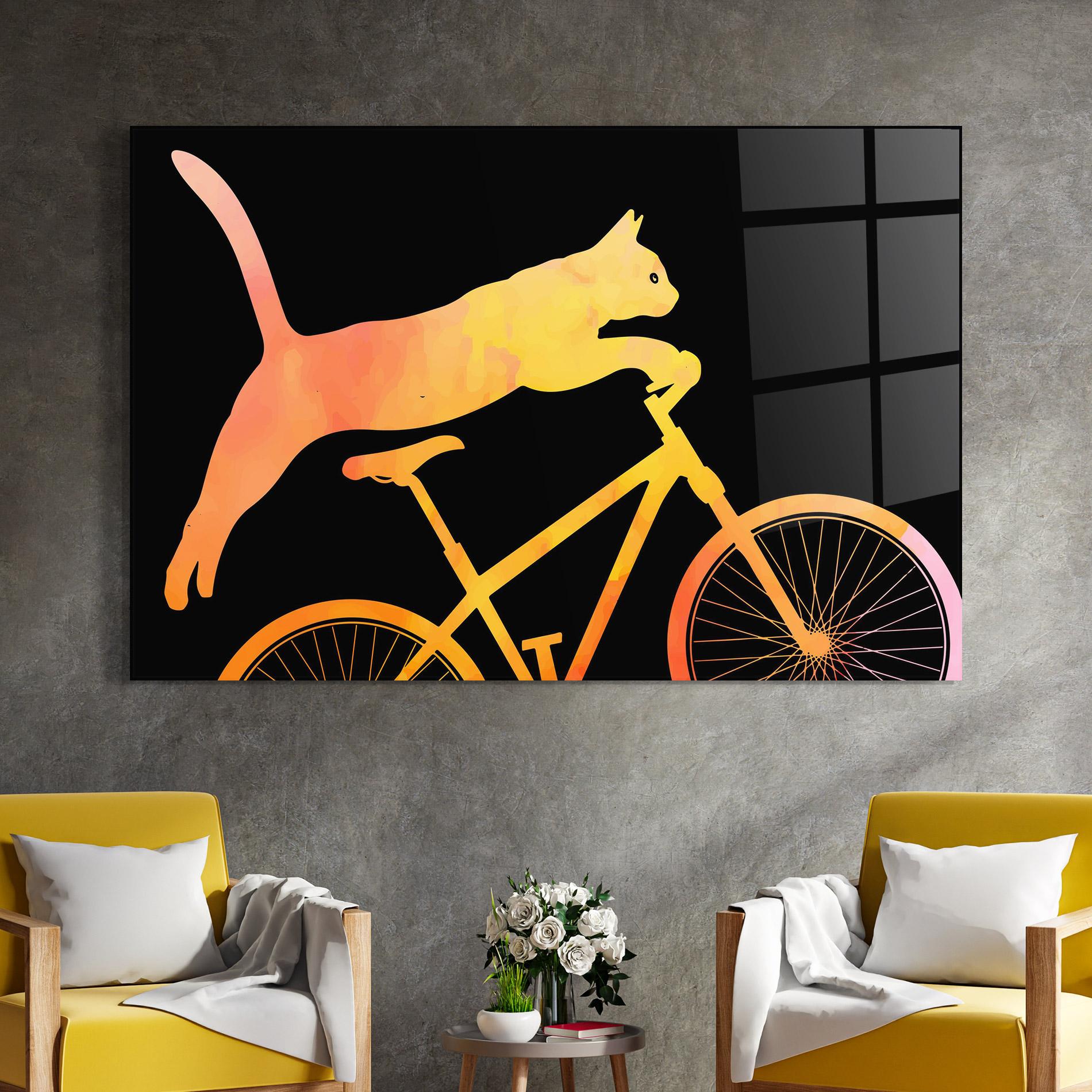 Tablou Sticla Cat Bike mockup 4