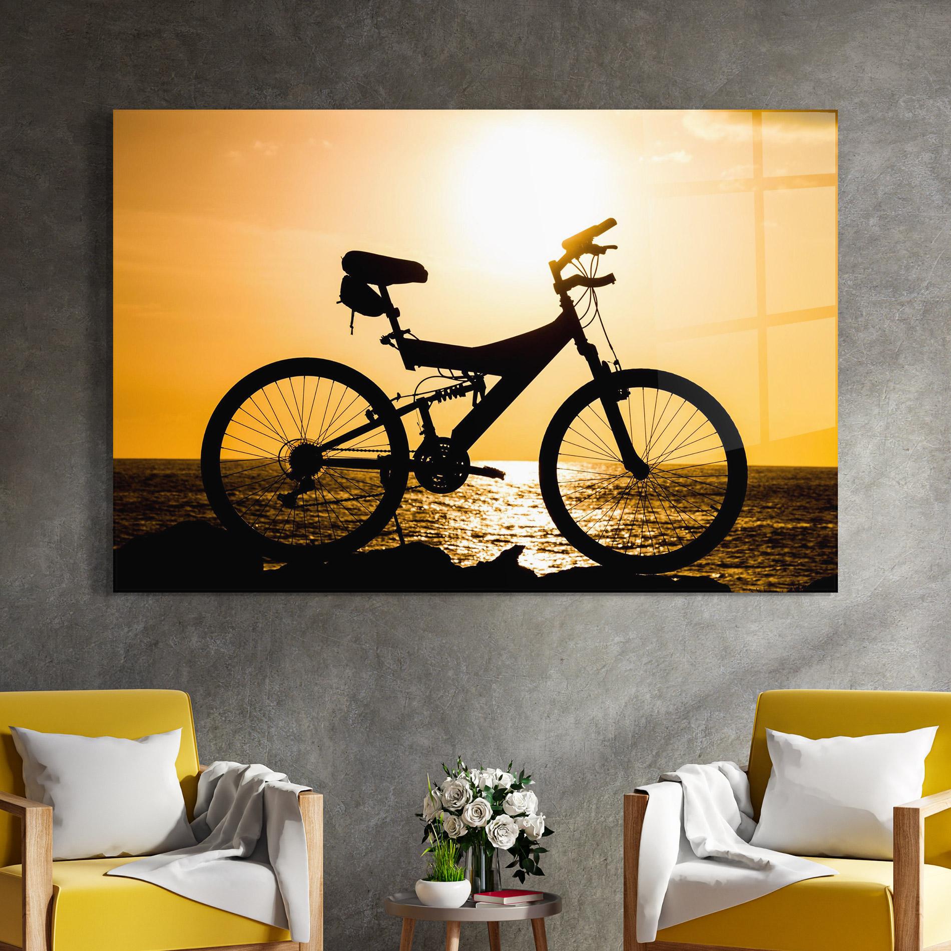Tablou Sticla Cream Sky Bike mockup 4