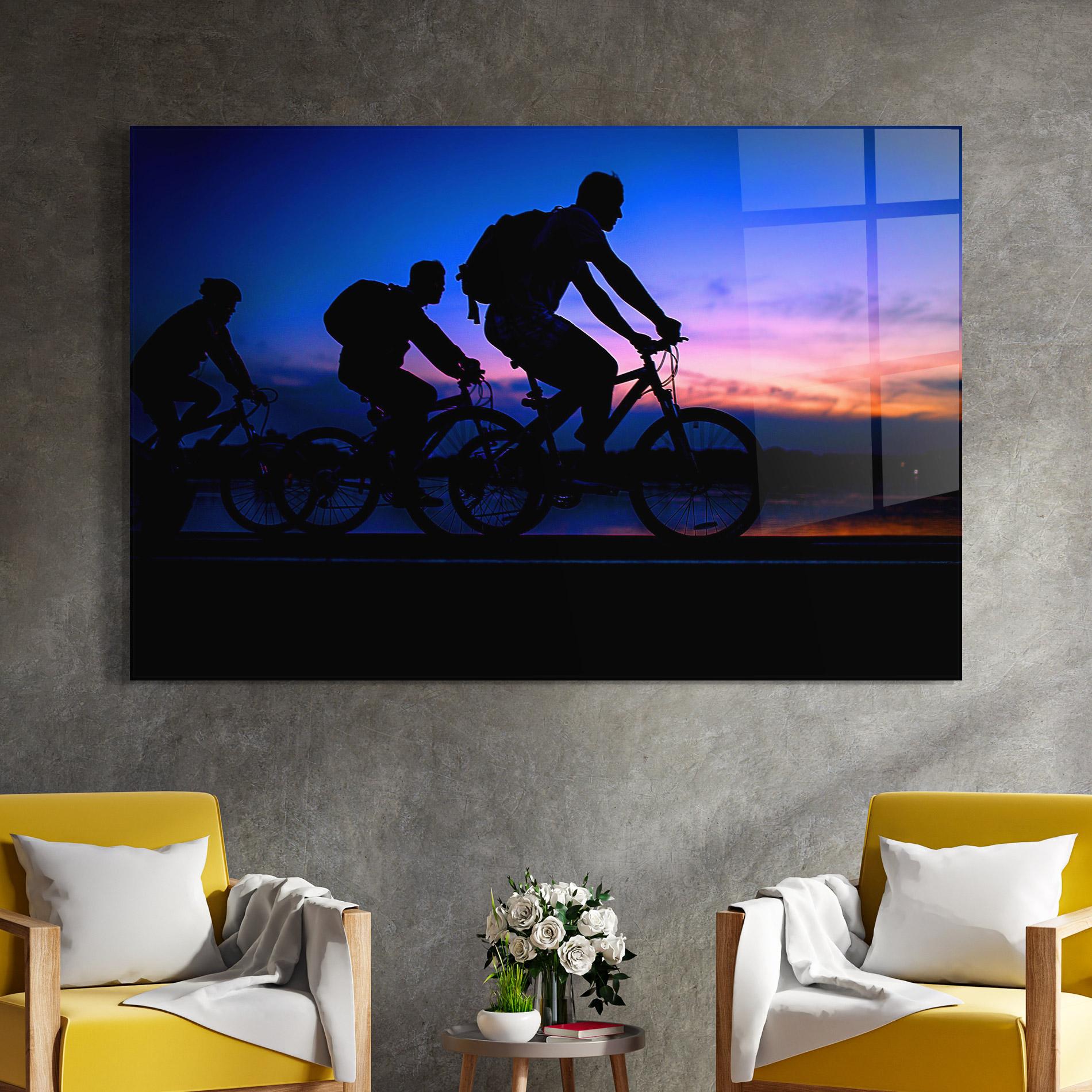 Tablou Sticla Dark Blue Sky Shilouette mockup 4