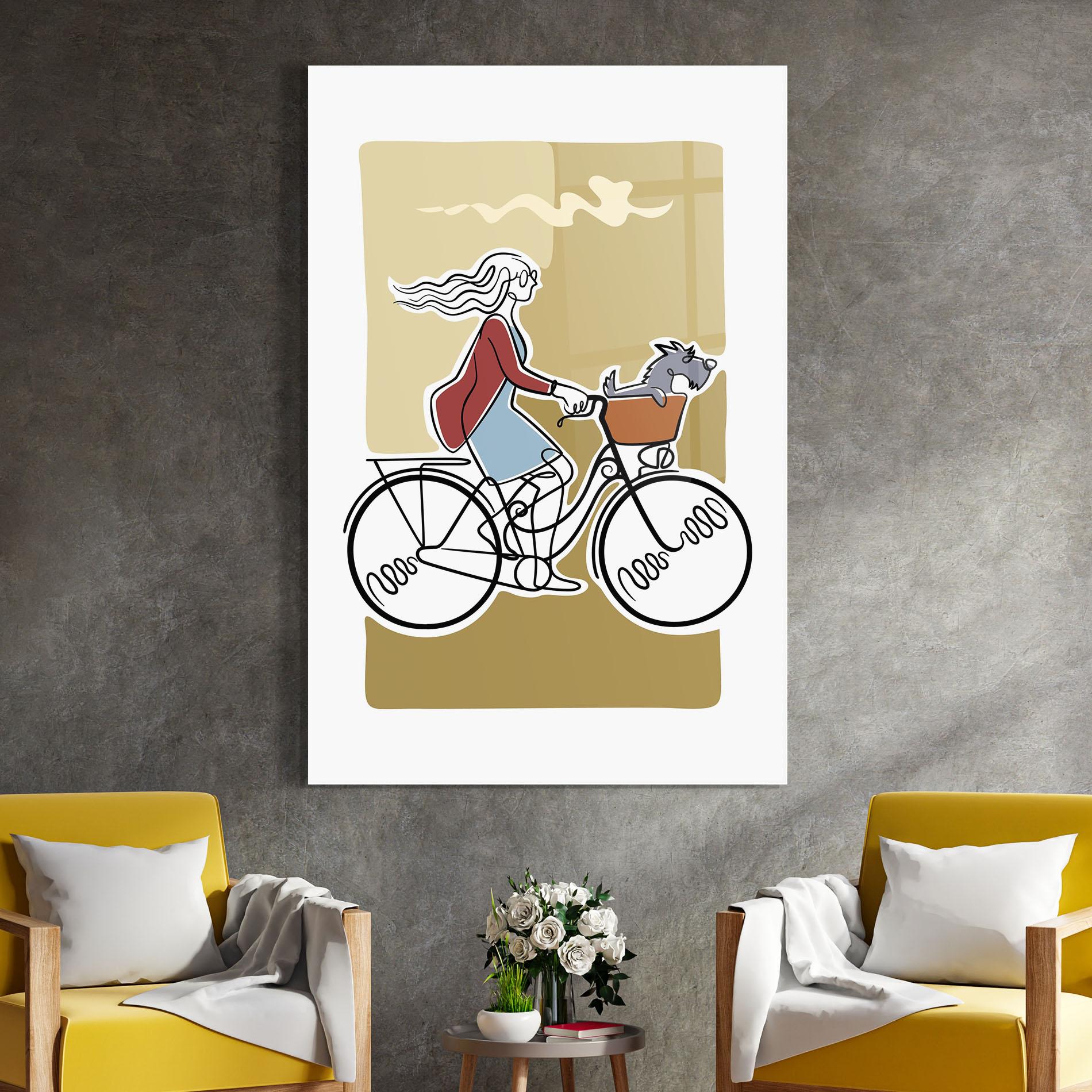 Tablou Sticla Dog On Bike mockup 4