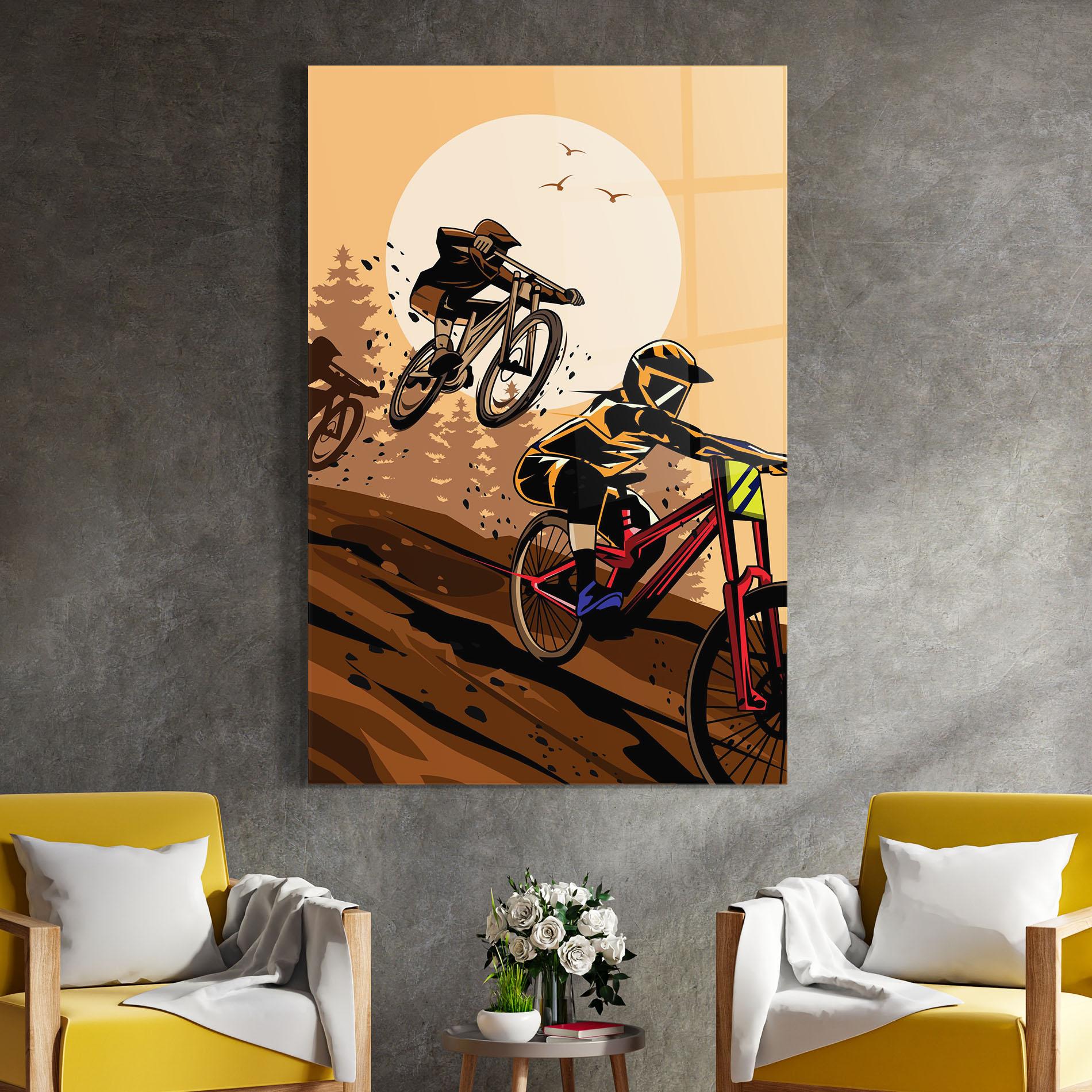 Tablou Sticla Downhill Bike mockup 4