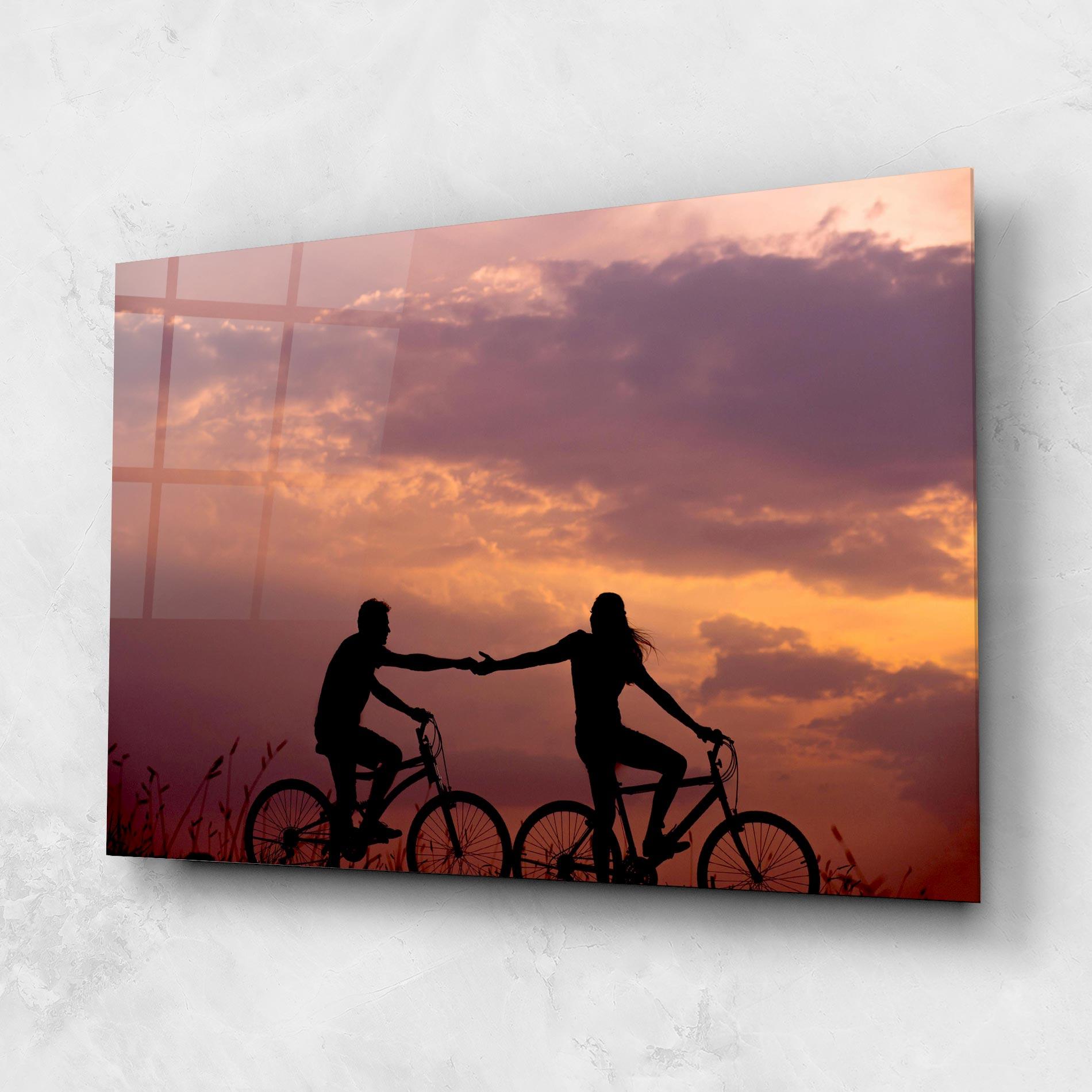 Tablou Sticla Bike Couple mockup 1