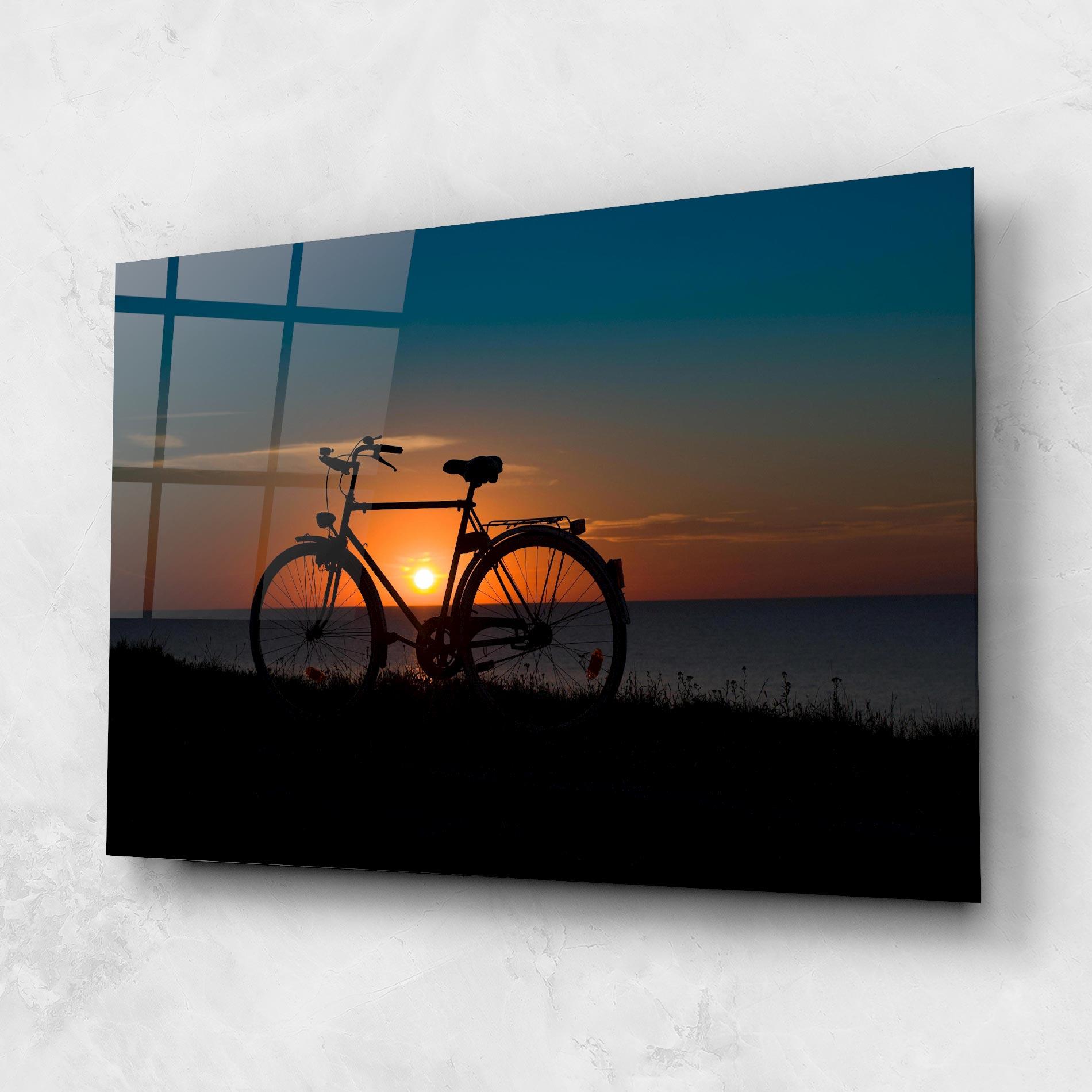 Tablou Sticla Bike Silhouette mockup 1