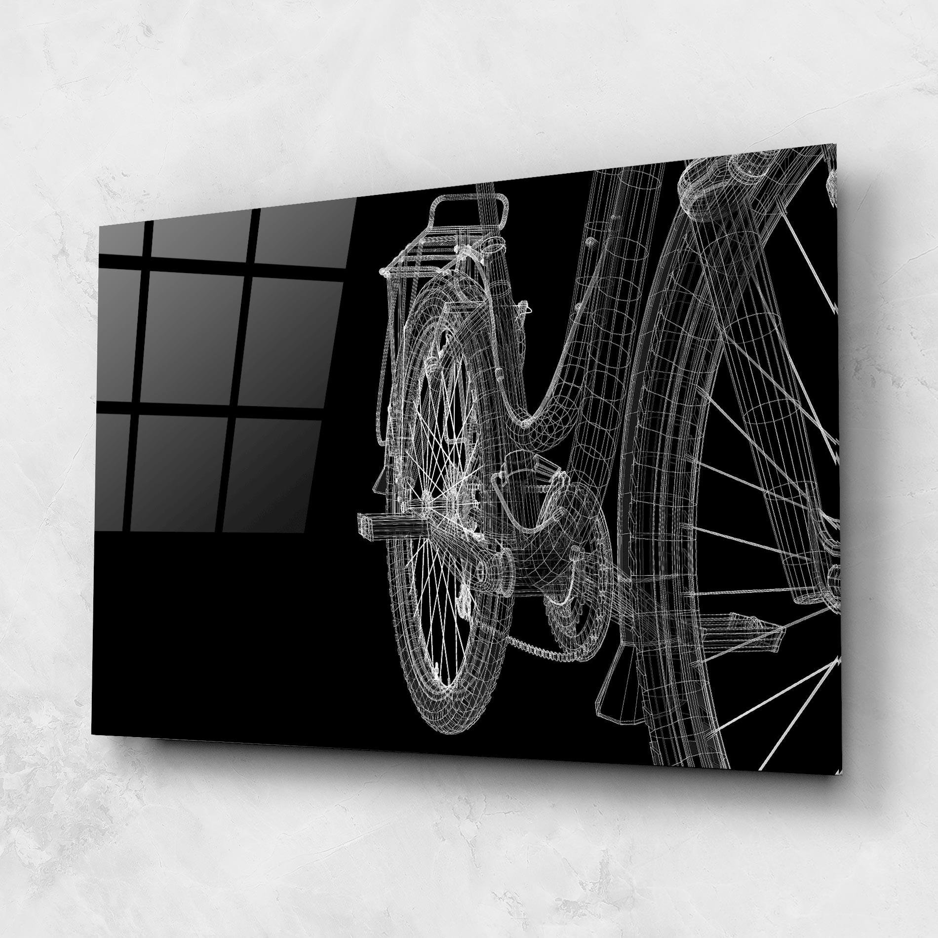Tablou Sticla Bike Wire Model 3d mockup 1