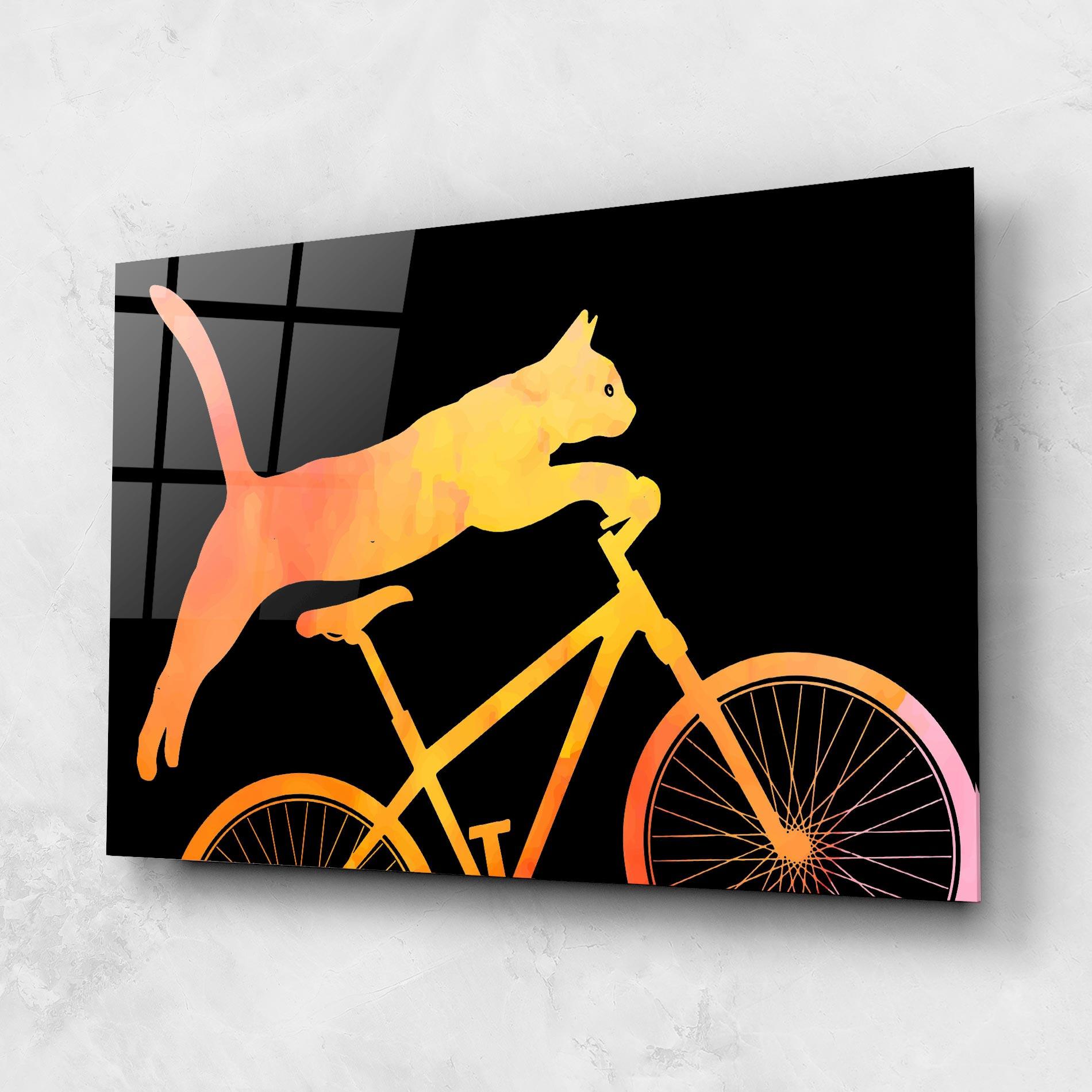 Tablou Sticla Cat Bike mockup 1