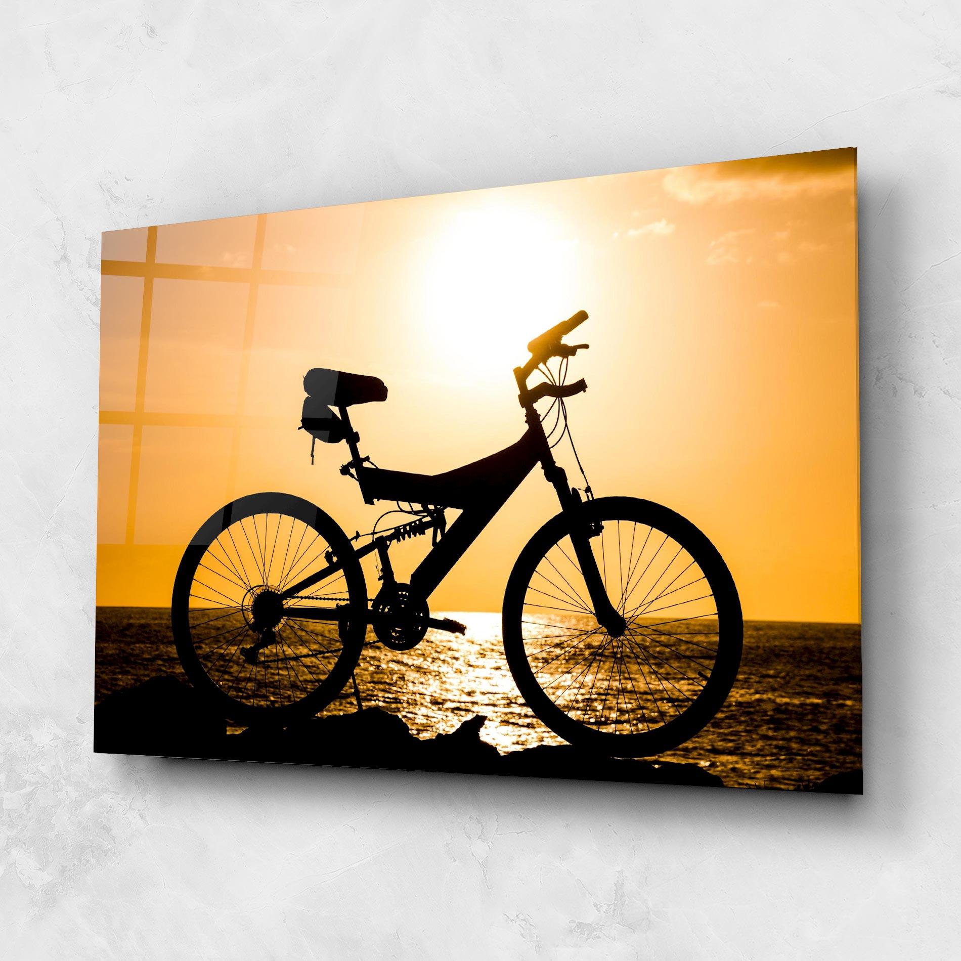 Tablou Sticla Cream Sky Bike mockup 1