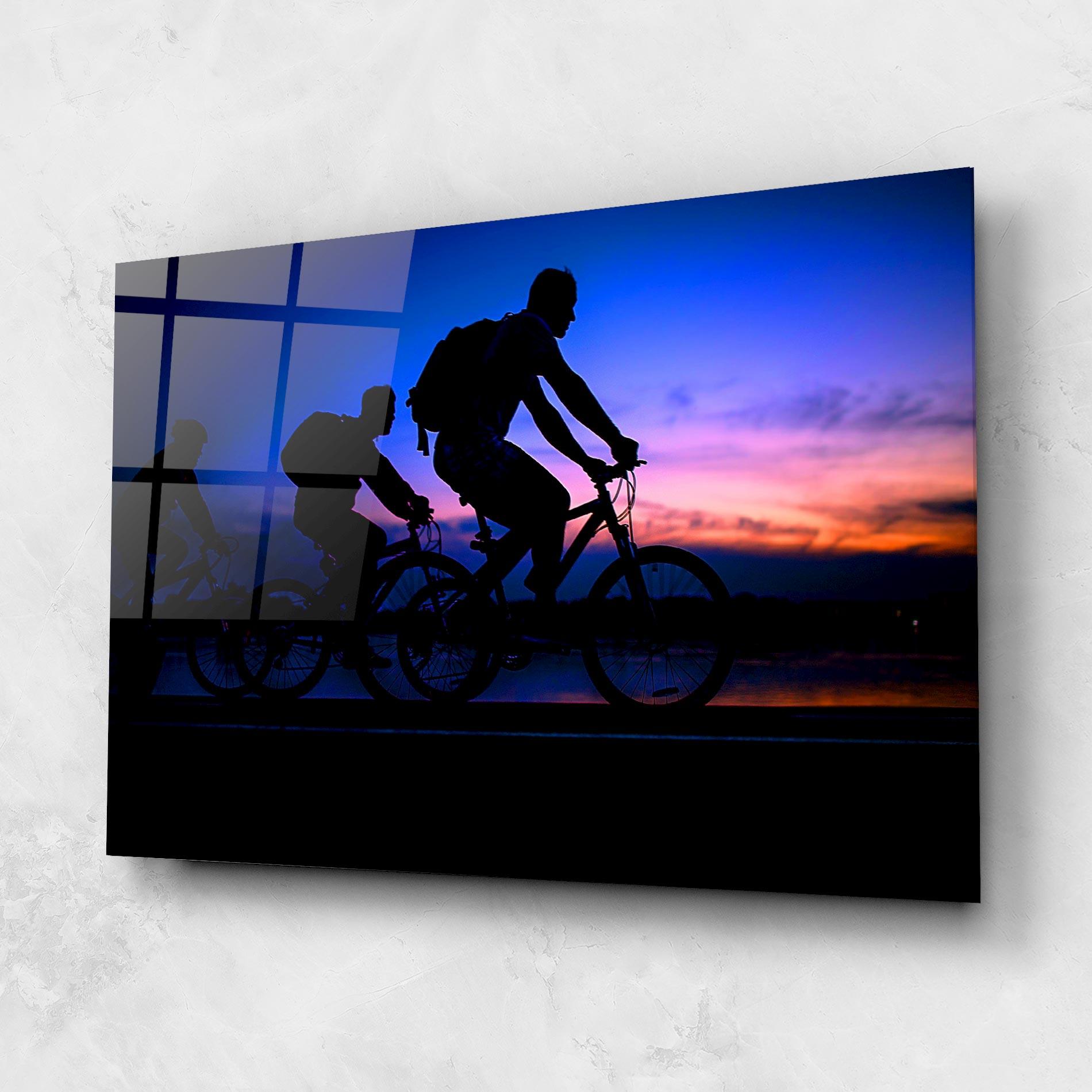 Tablou Sticla Dark Blue Sky Shilouette mockup 1