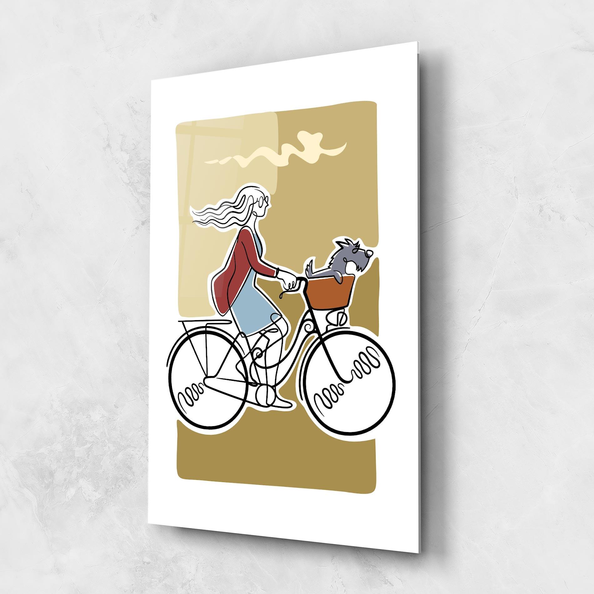 Tablou Sticla Dog On Bike mockup 1