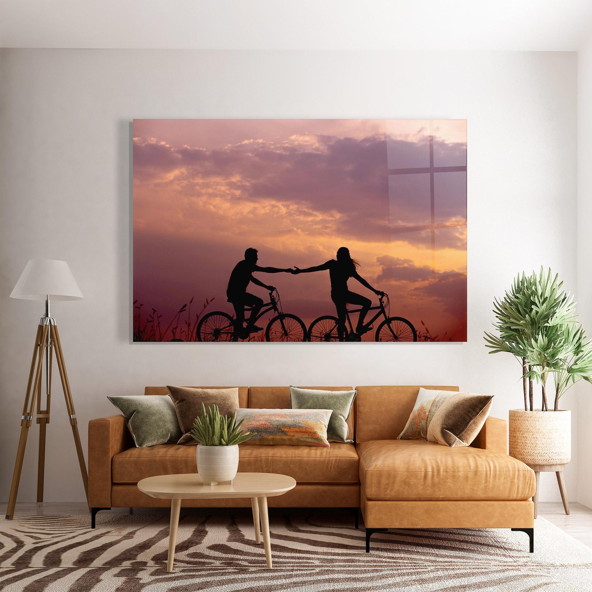 Tablou Sticla Bike Couple mockup 7