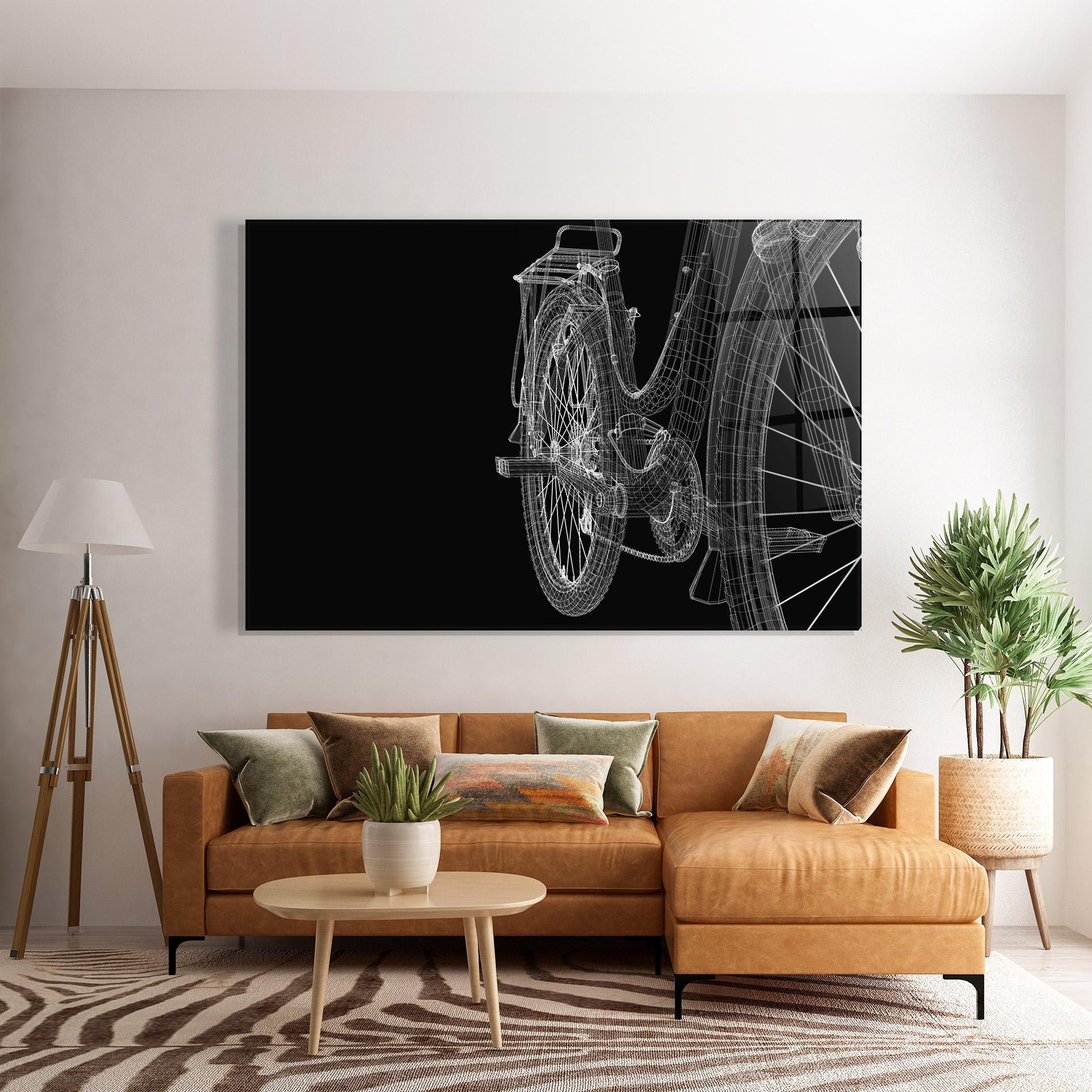 Tablou Sticla Bike Wire Model 3d mockup 7