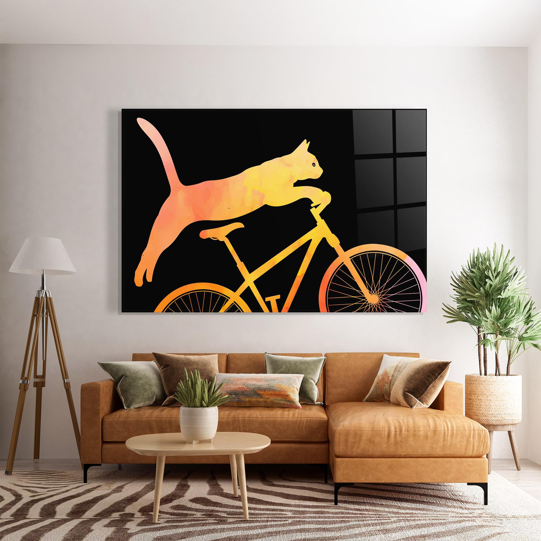 Tablou Sticla Cat Bike mockup 7