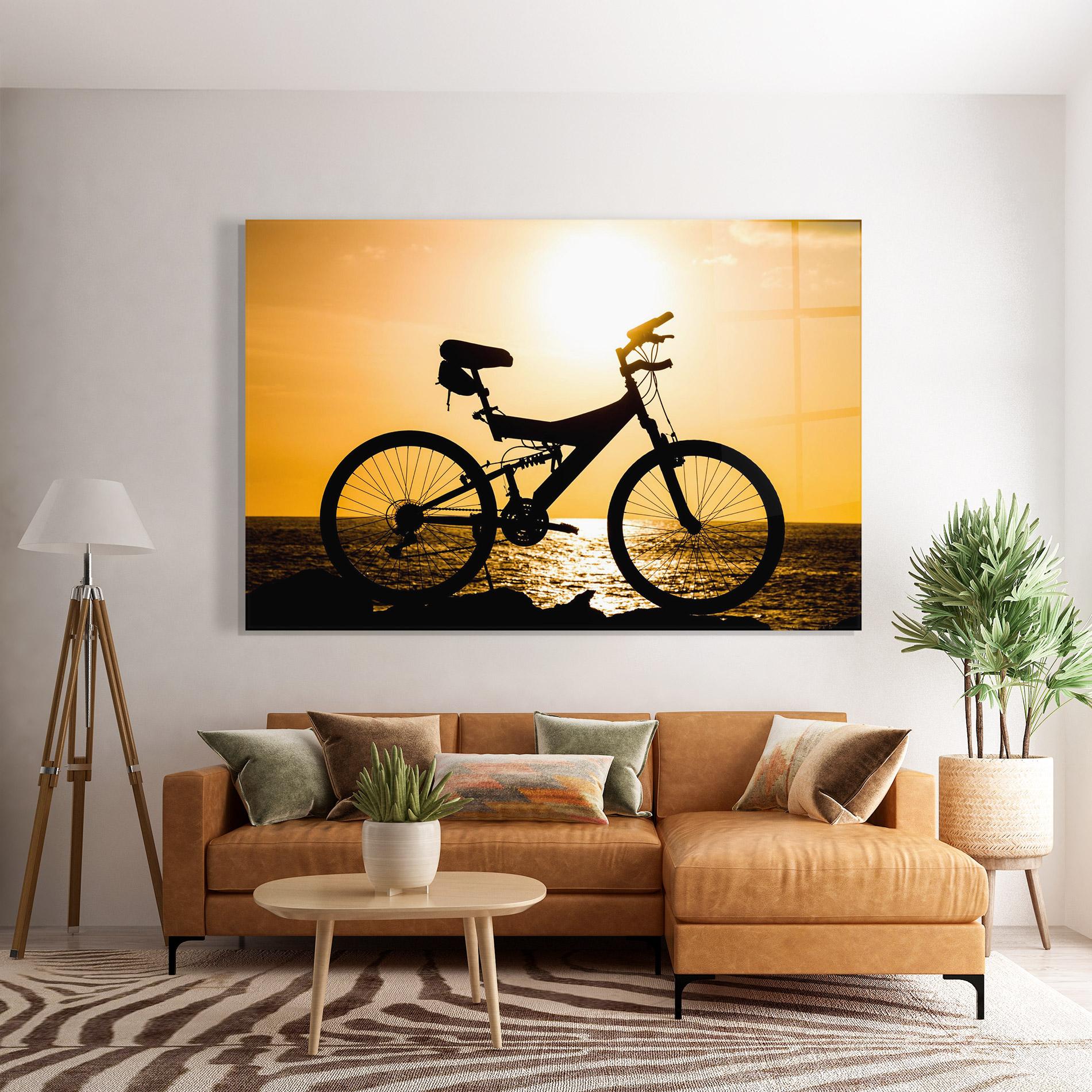 Tablou Sticla Cream Sky Bike mockup 7