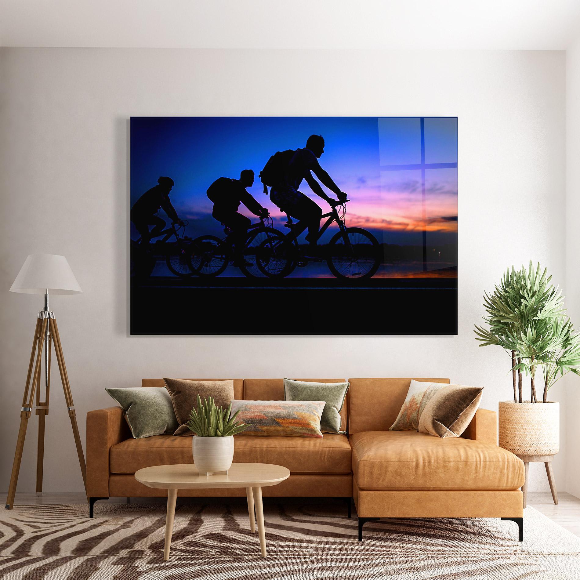 Tablou Sticla Dark Blue Sky Shilouette mockup 7