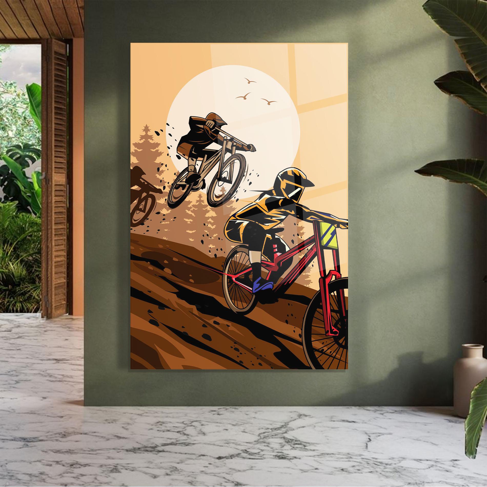 Tablou Sticla Downhill Bike mockup 7
