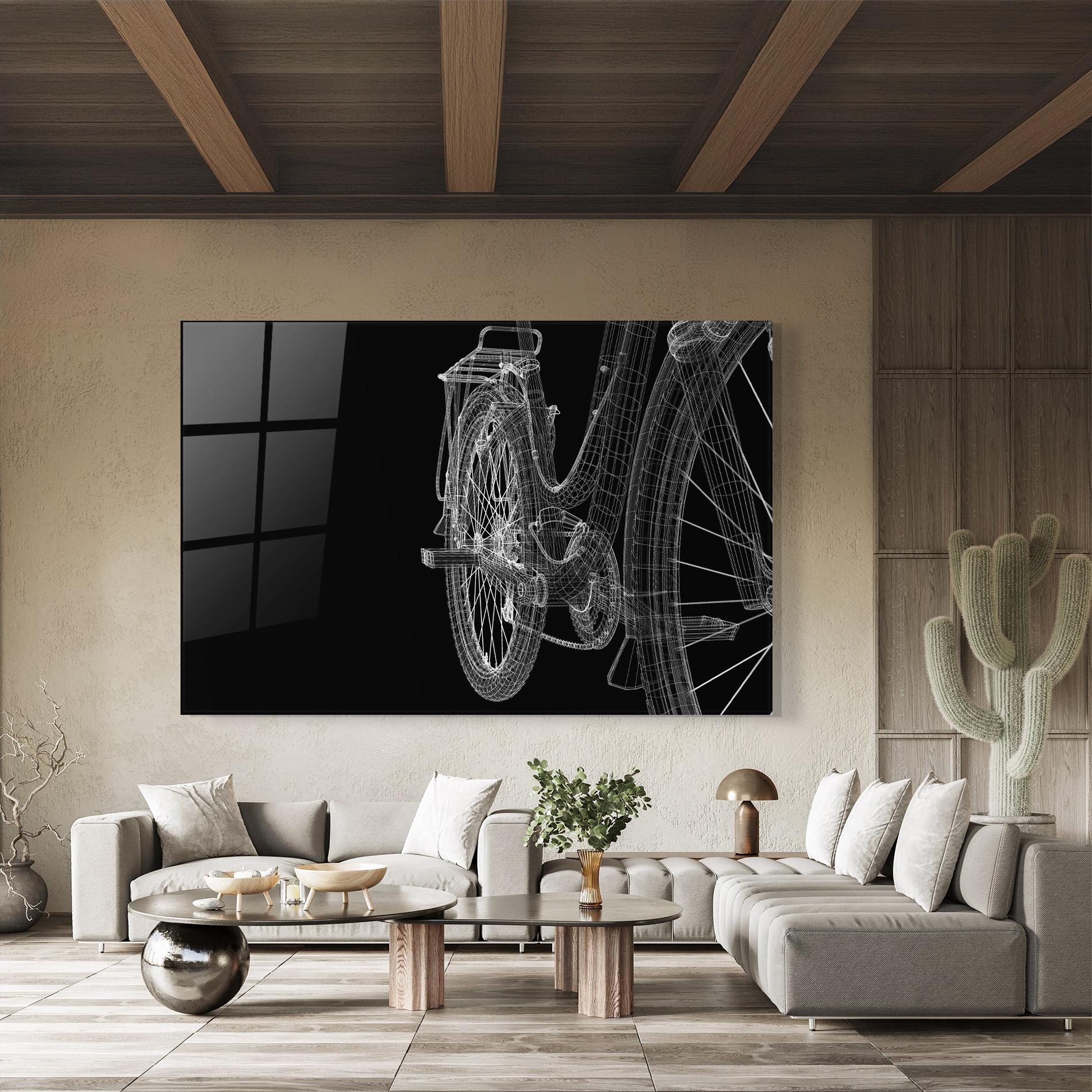 Tablou Sticla Bike Wire Model 3d mockup 8