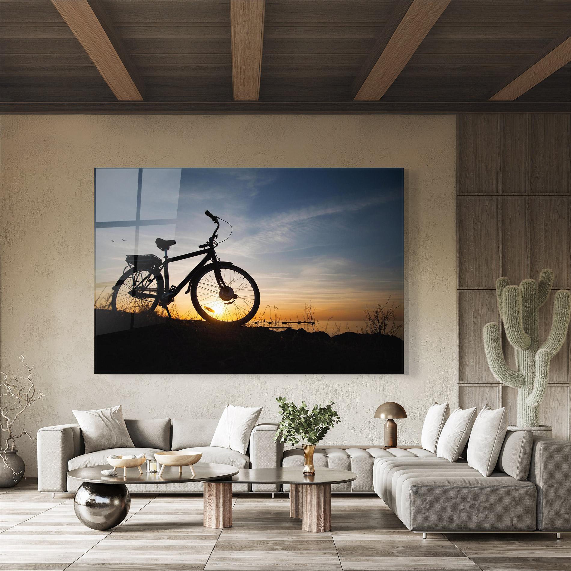 Tablou Sticla Blue Sky Bike mockup 8