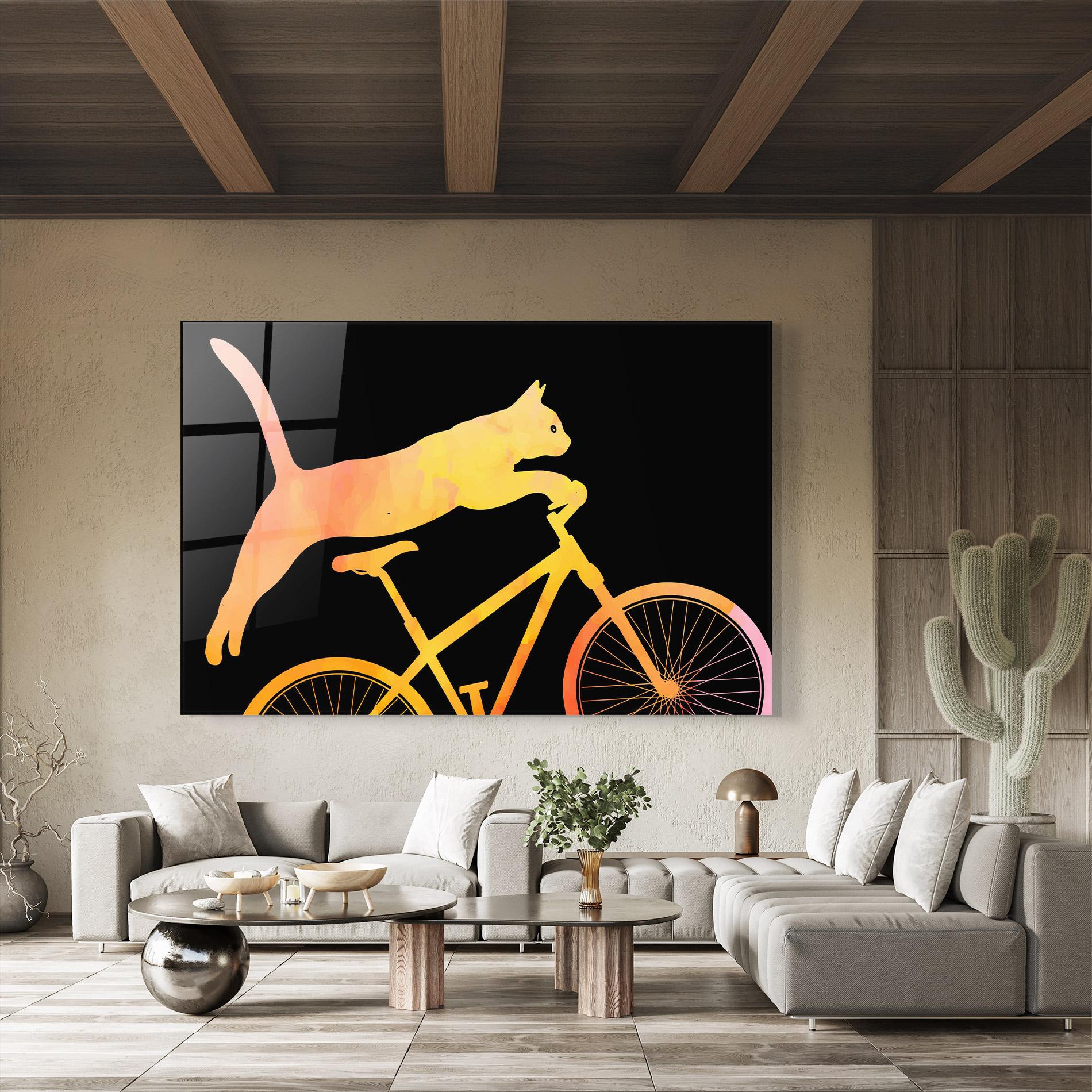 Tablou Sticla Cat Bike mockup 8