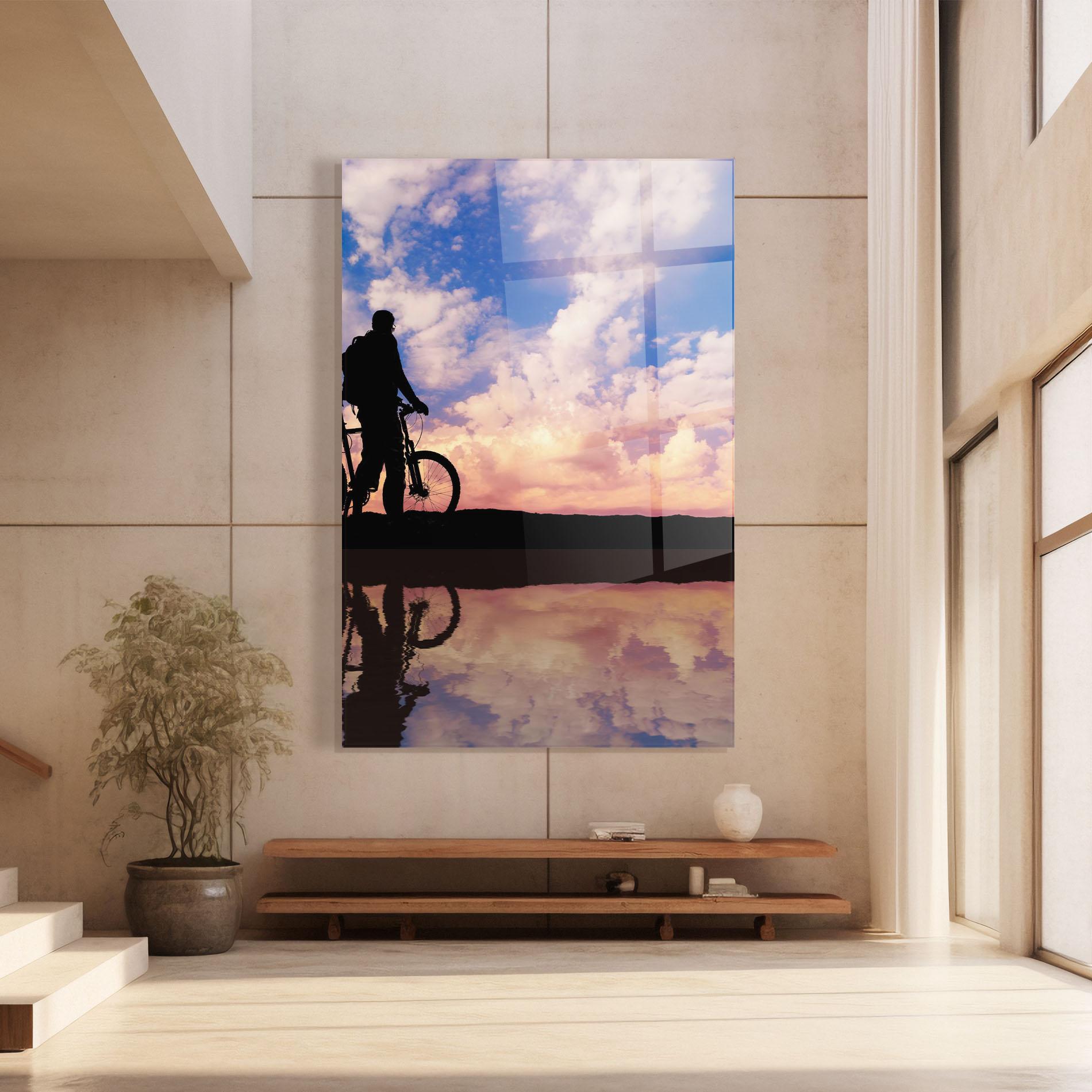 Tablou Sticla Bike Sunset mockup 8