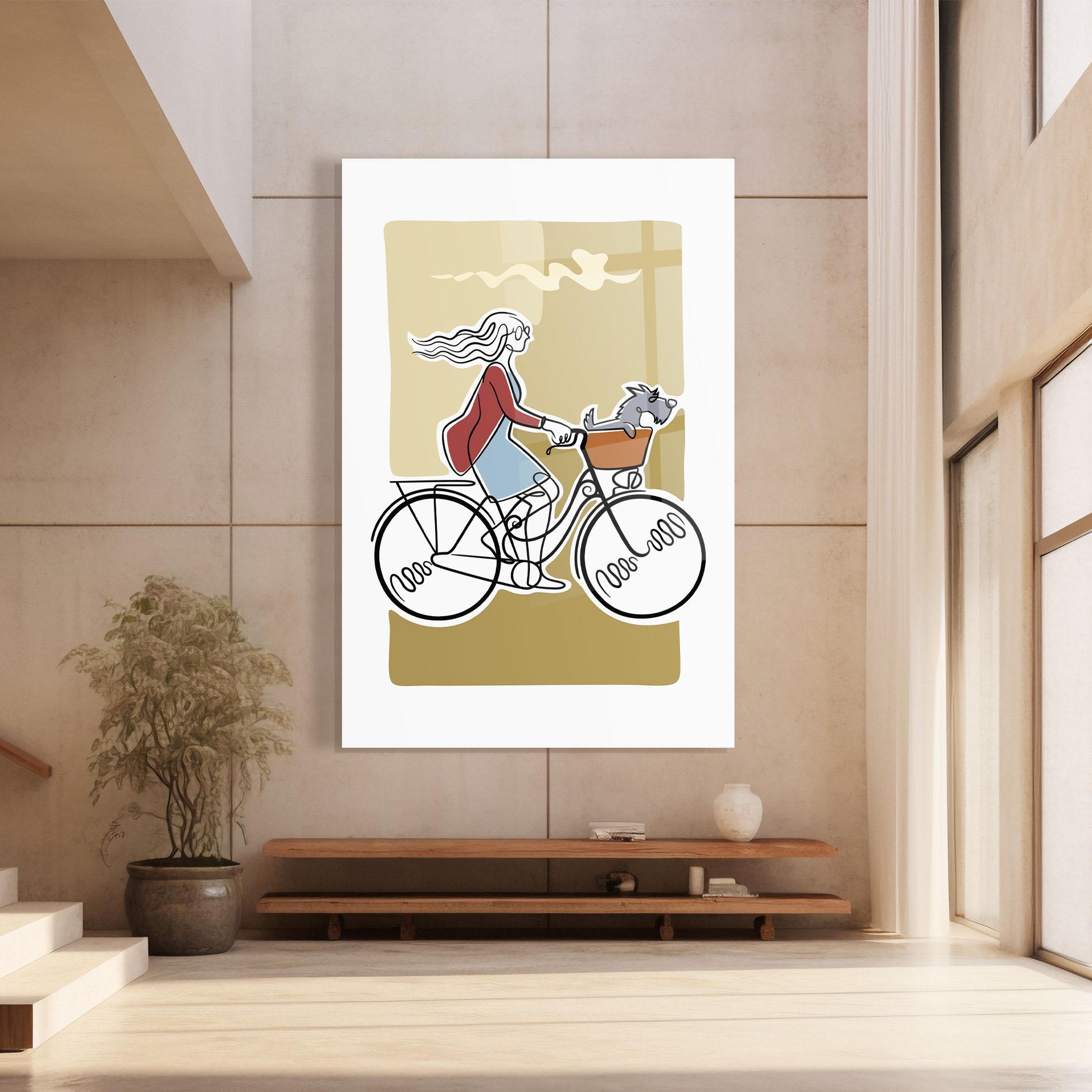 Tablou Sticla Dog On Bike mockup 8