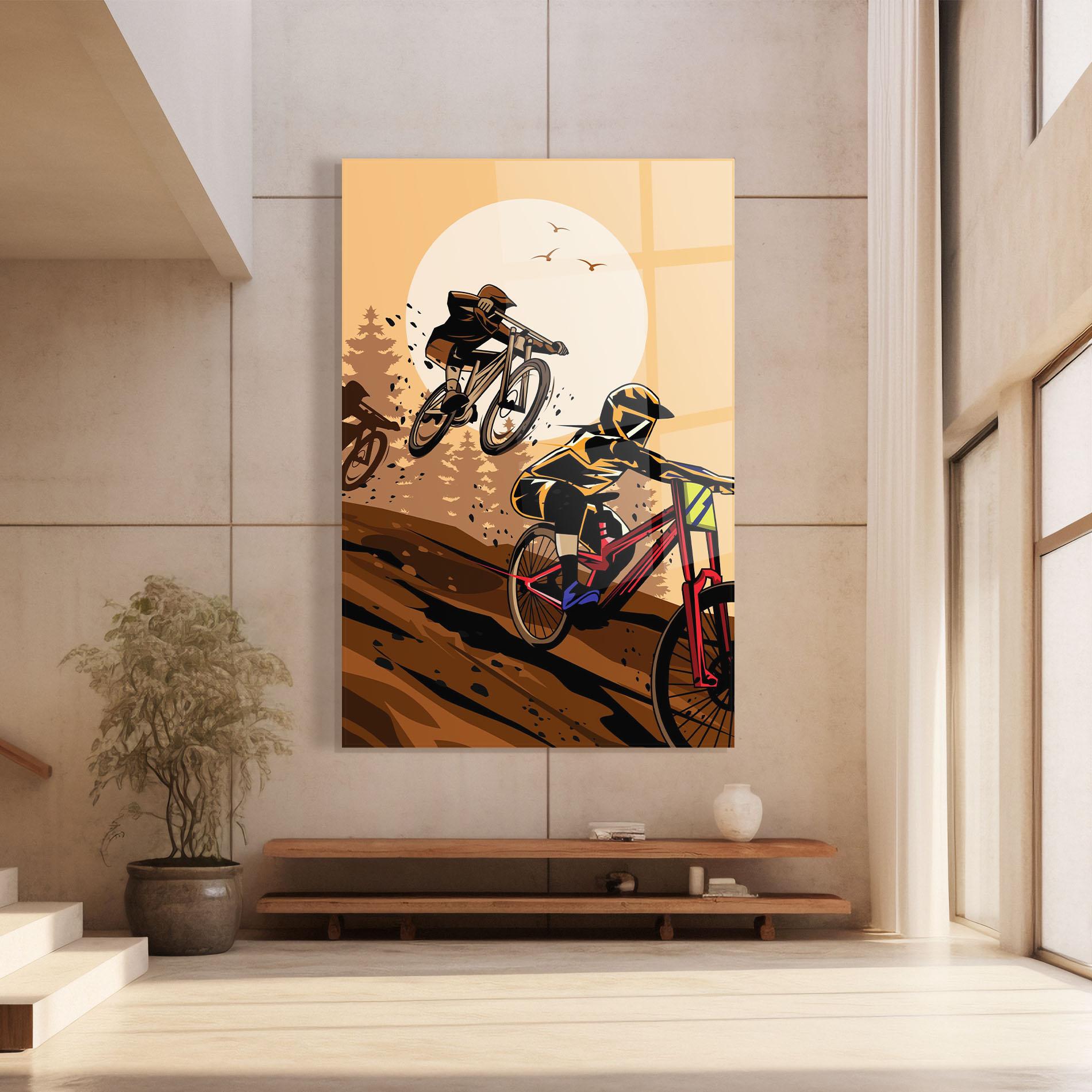 Tablou Sticla Downhill Bike mockup 8