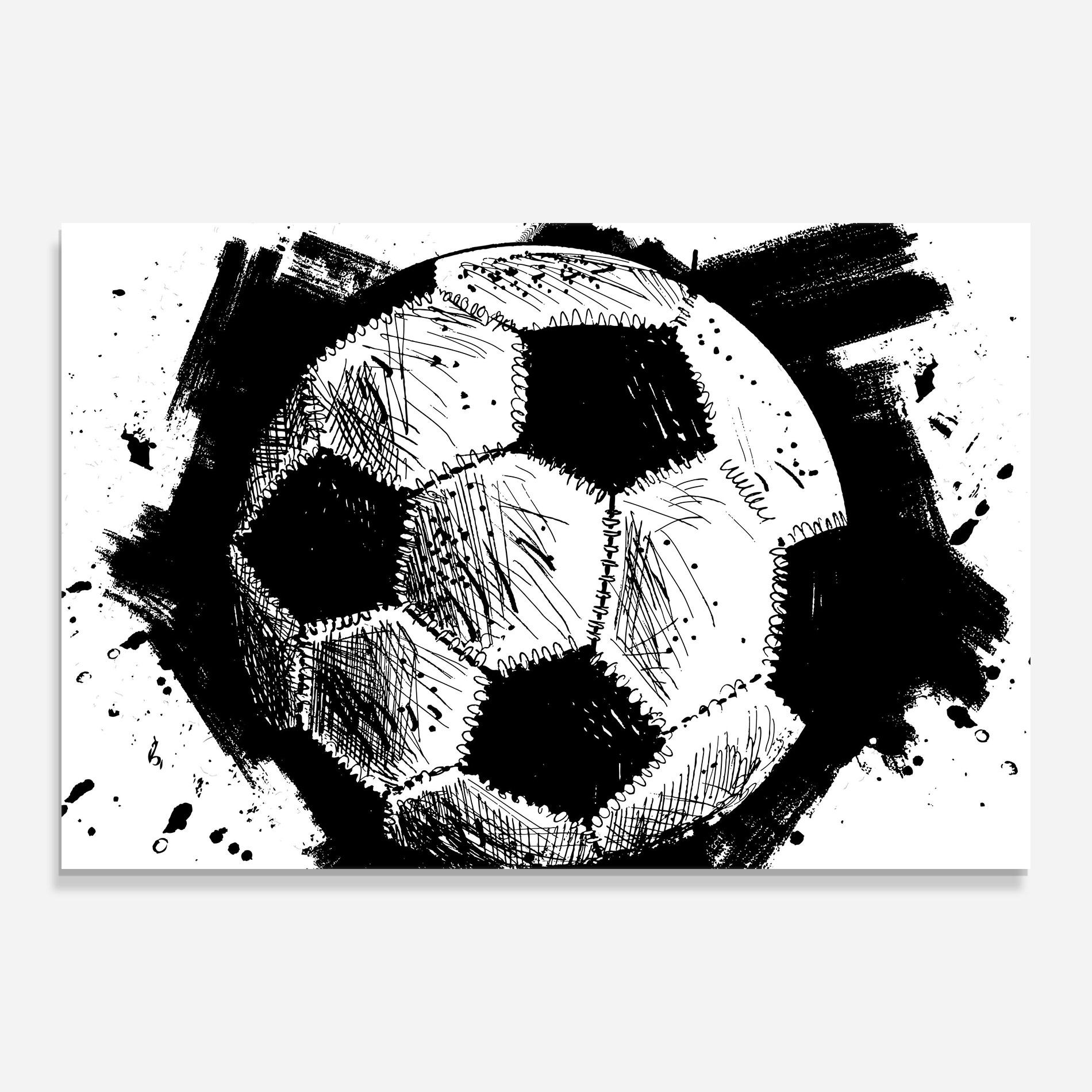 Tablou Sticla Black Line Football mockup 0