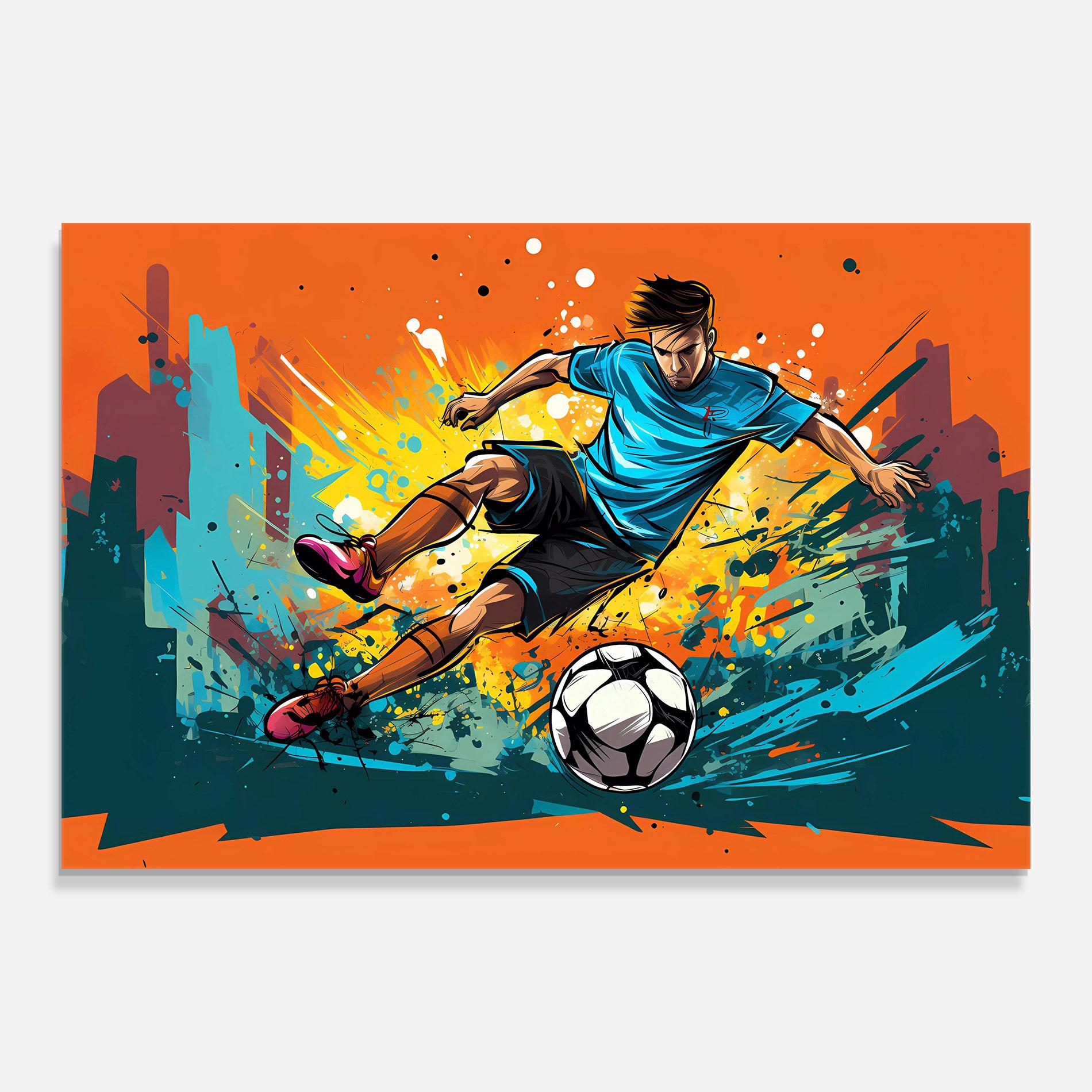 Tablou Sticla Blue Tshirt Football mockup 0