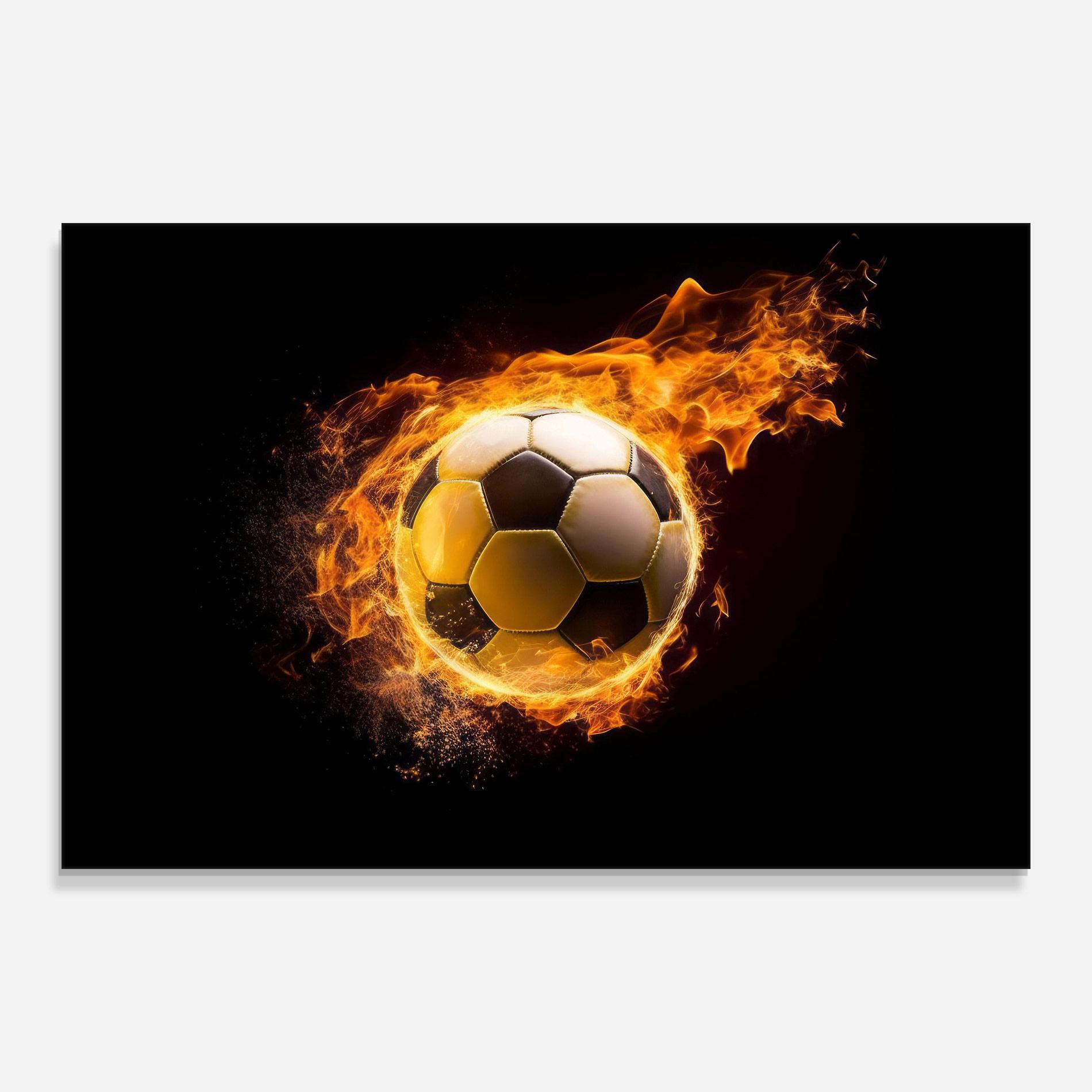 Tablou Sticla Fire Football mockup 0