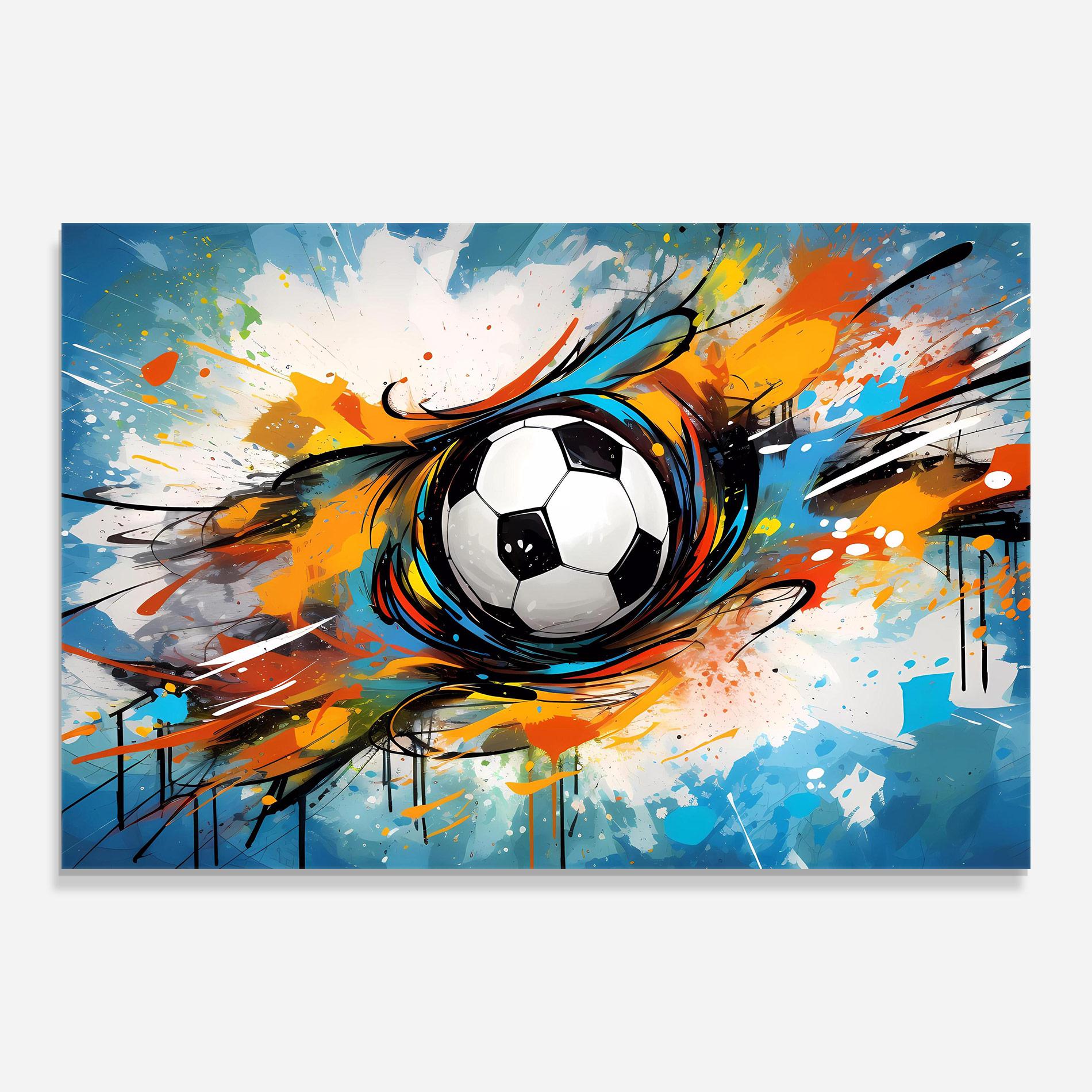 Tablou Sticla Football Flight Graffiti mockup 0