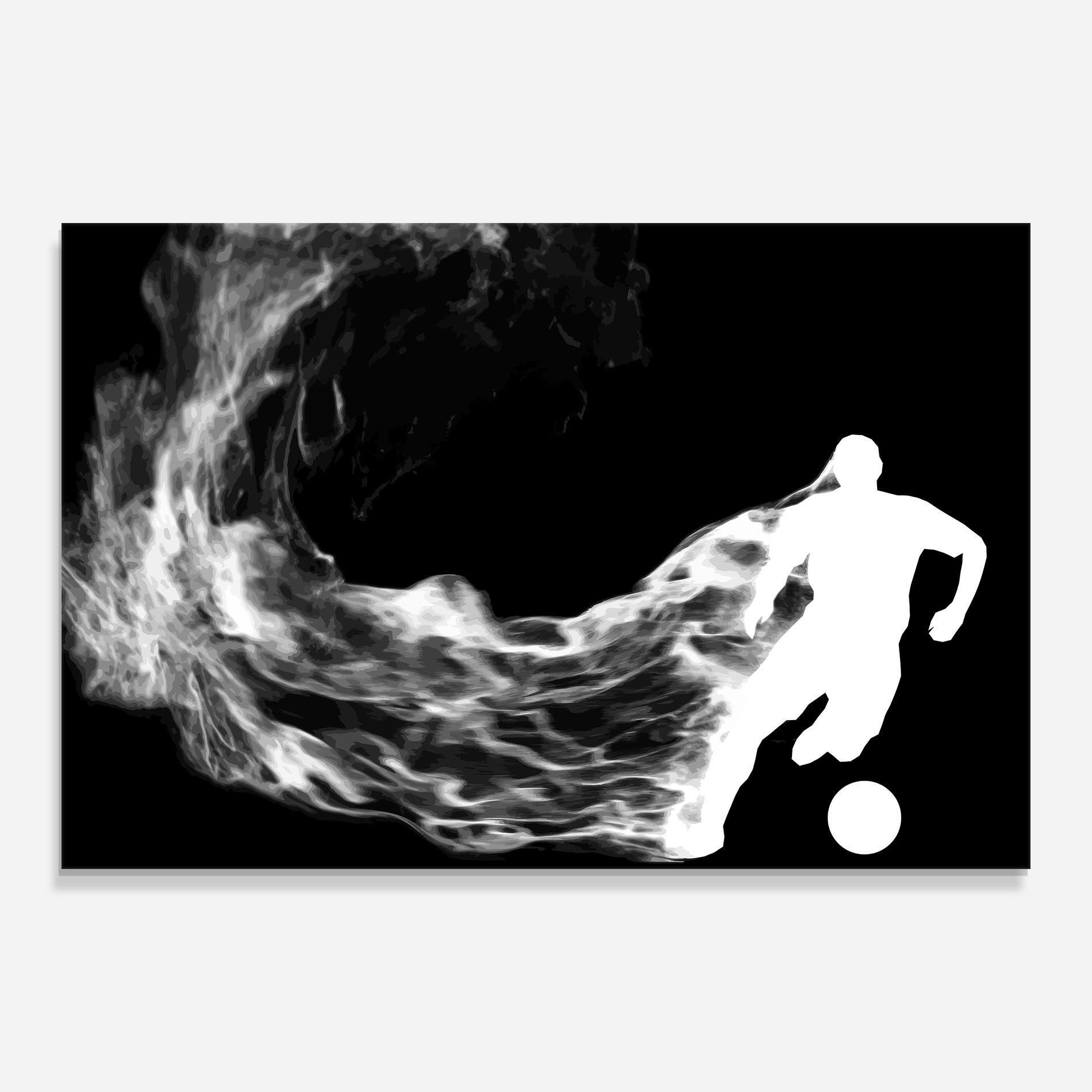 Tablou Sticla Football White Smoke mockup 0