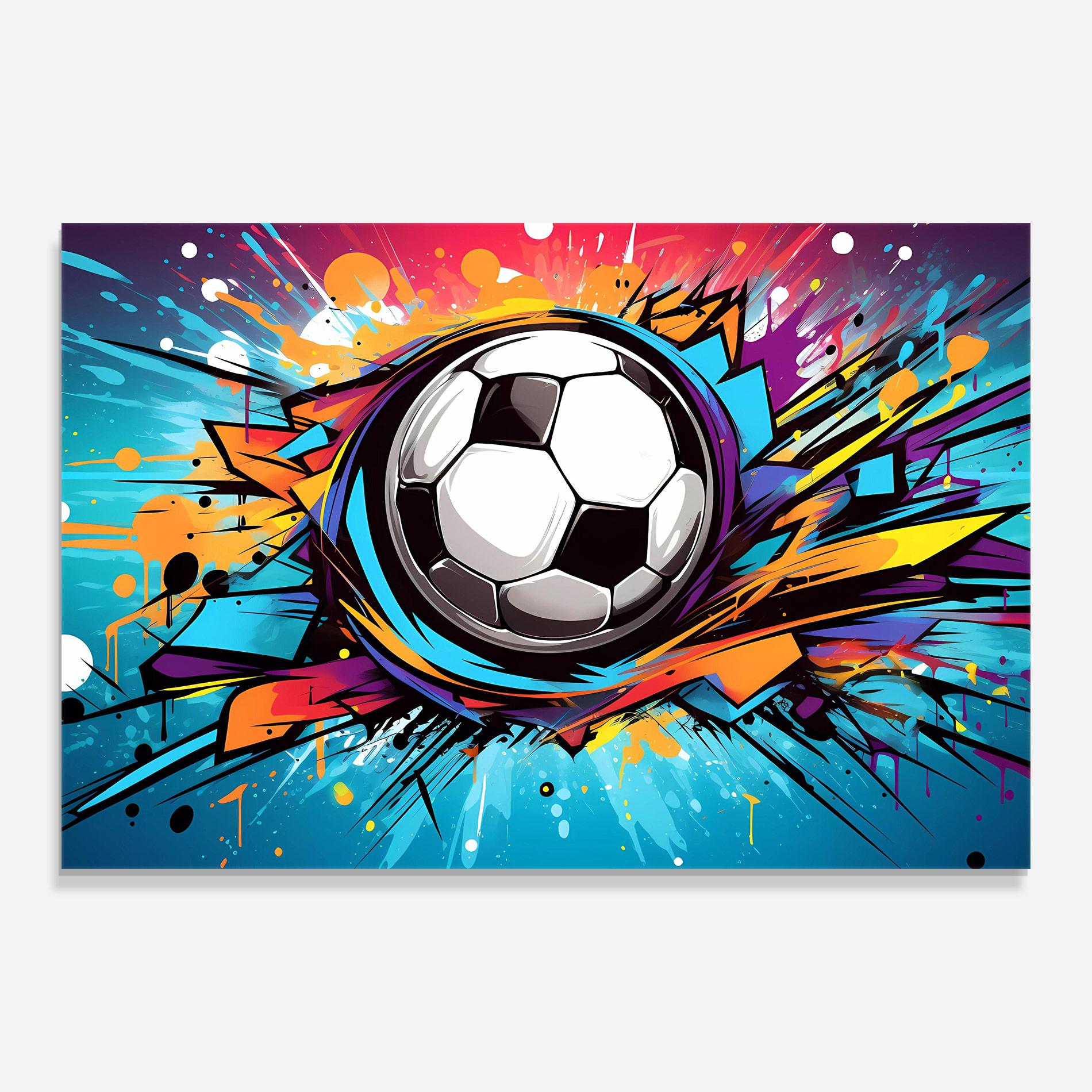 Tablou Sticla Graffiti Football Flight mockup 0