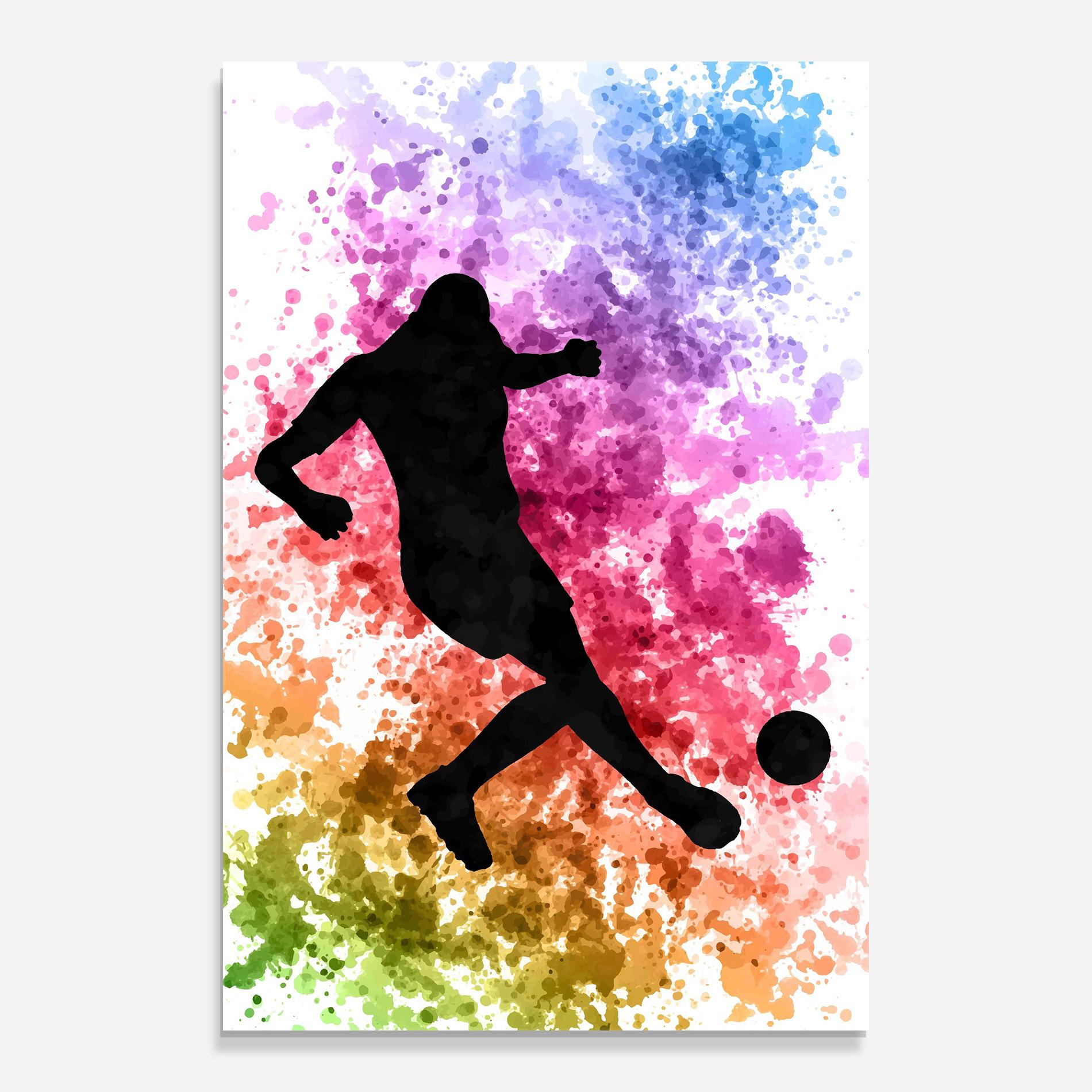 Tablou Sticla Colorful Art Football mockup 0