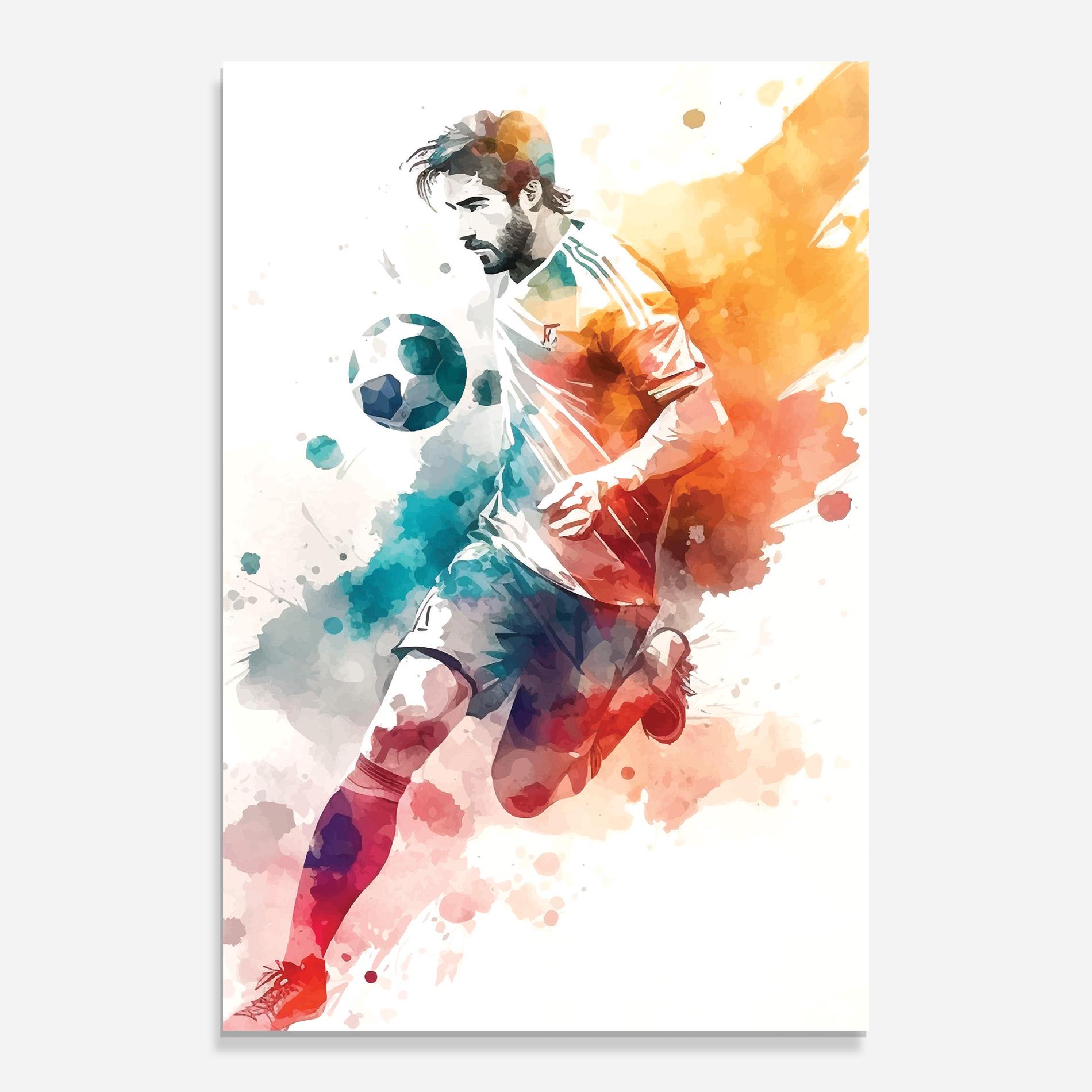 Tablou Sticla Football Watercolor mockup 0