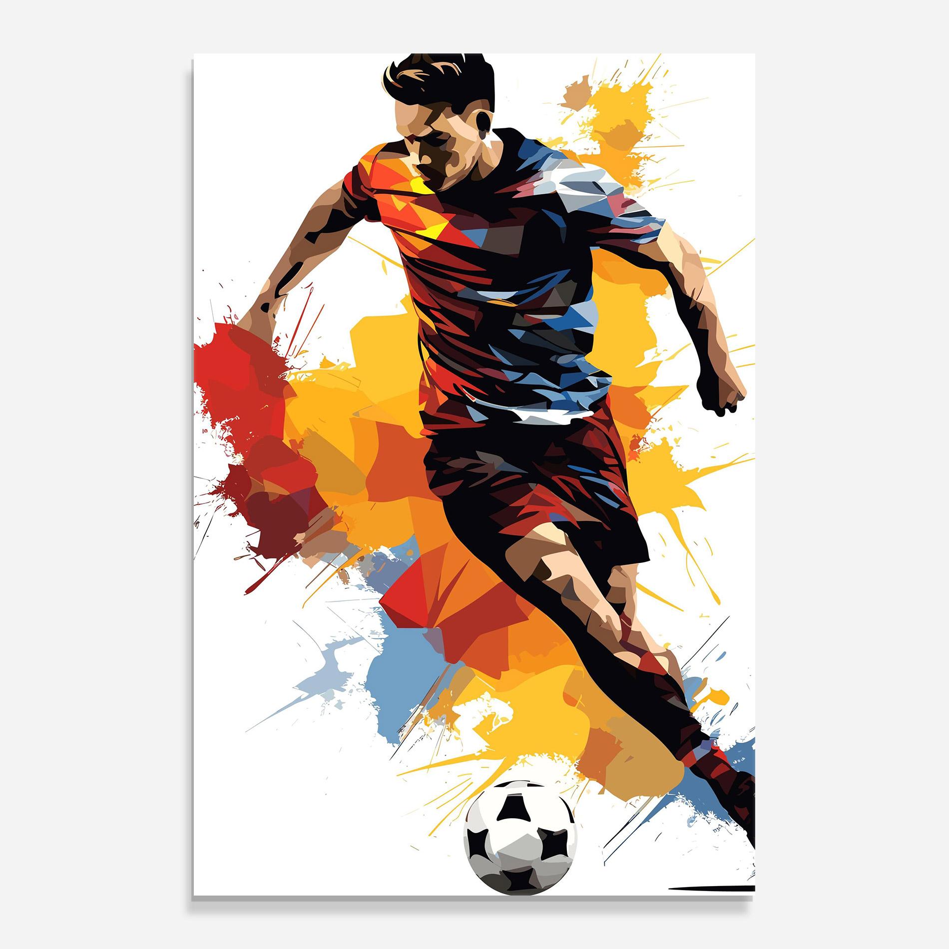 Tablou Sticla Yellow Paint Football mockup 0