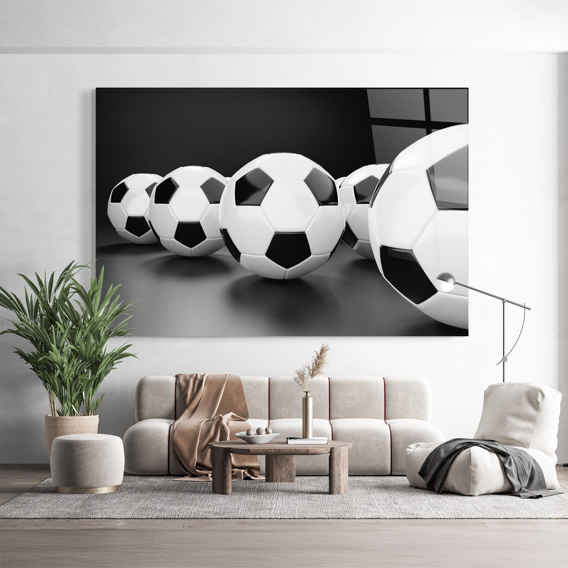 Tablou Sticla Black White Football mockup 9