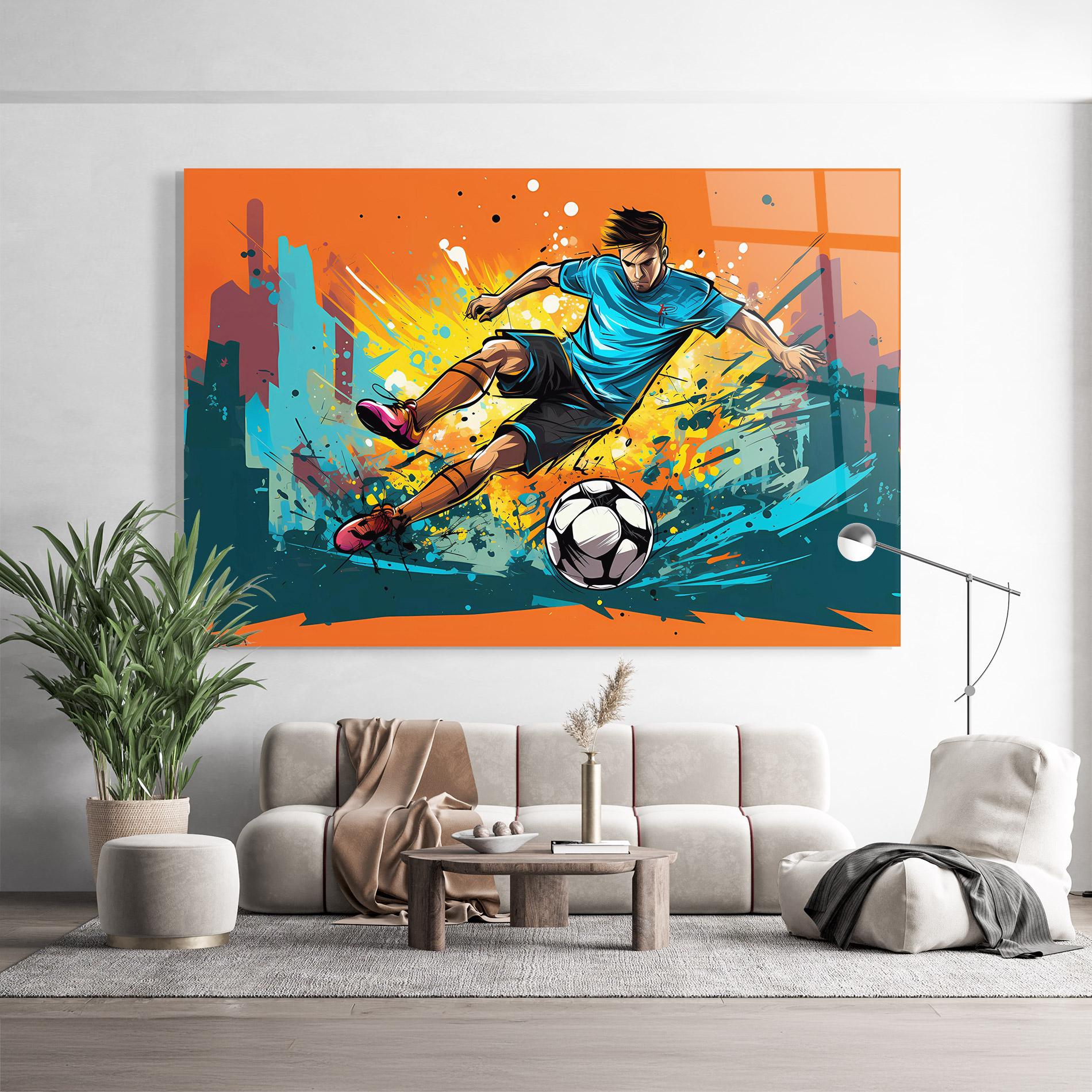 Tablou Sticla Blue Tshirt Football mockup 9