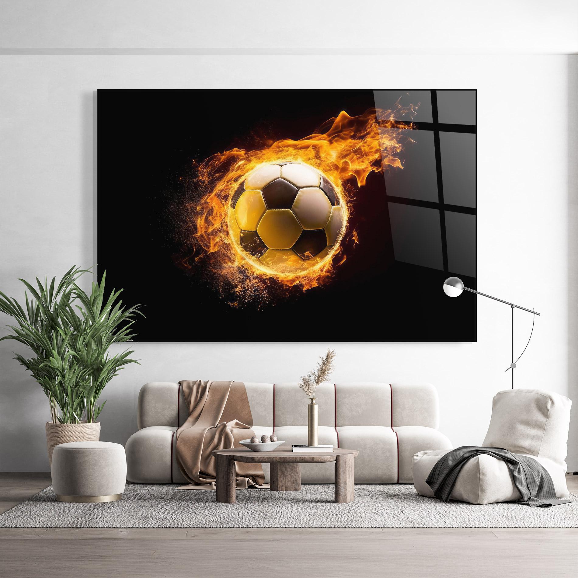 Tablou Sticla Fire Football mockup 9