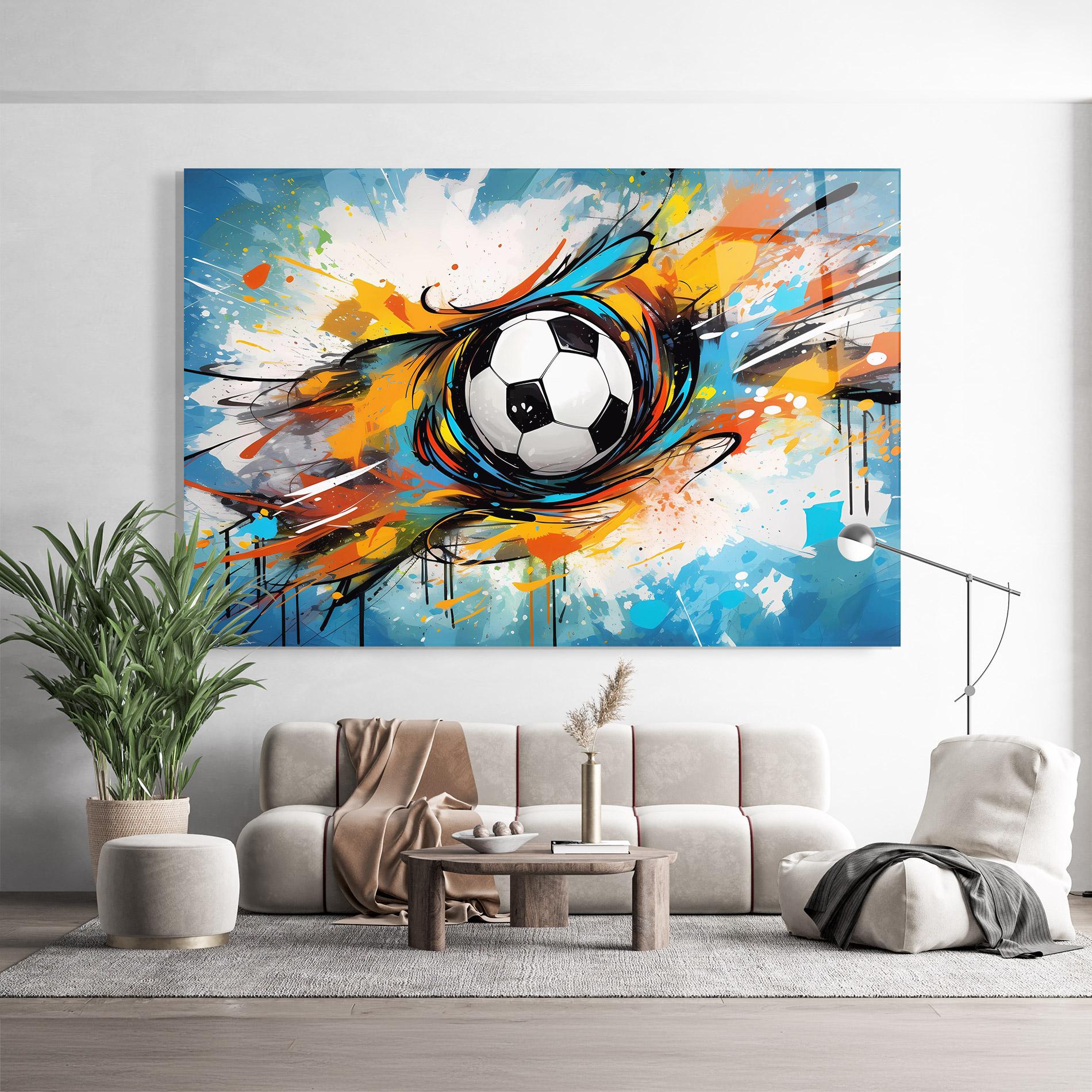 Tablou Sticla Football Flight Graffiti mockup 9