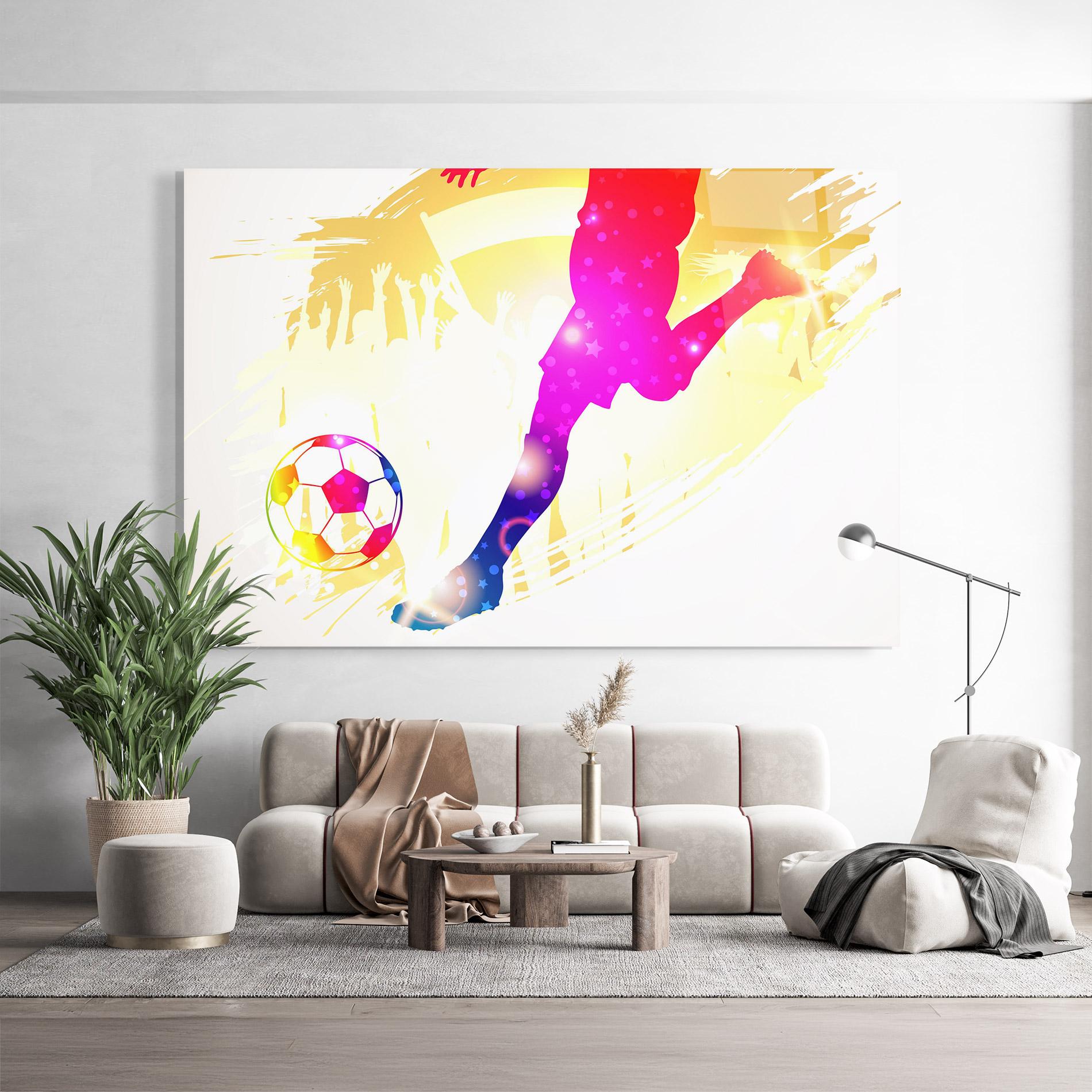 Tablou Sticla Football Gold Art mockup 9