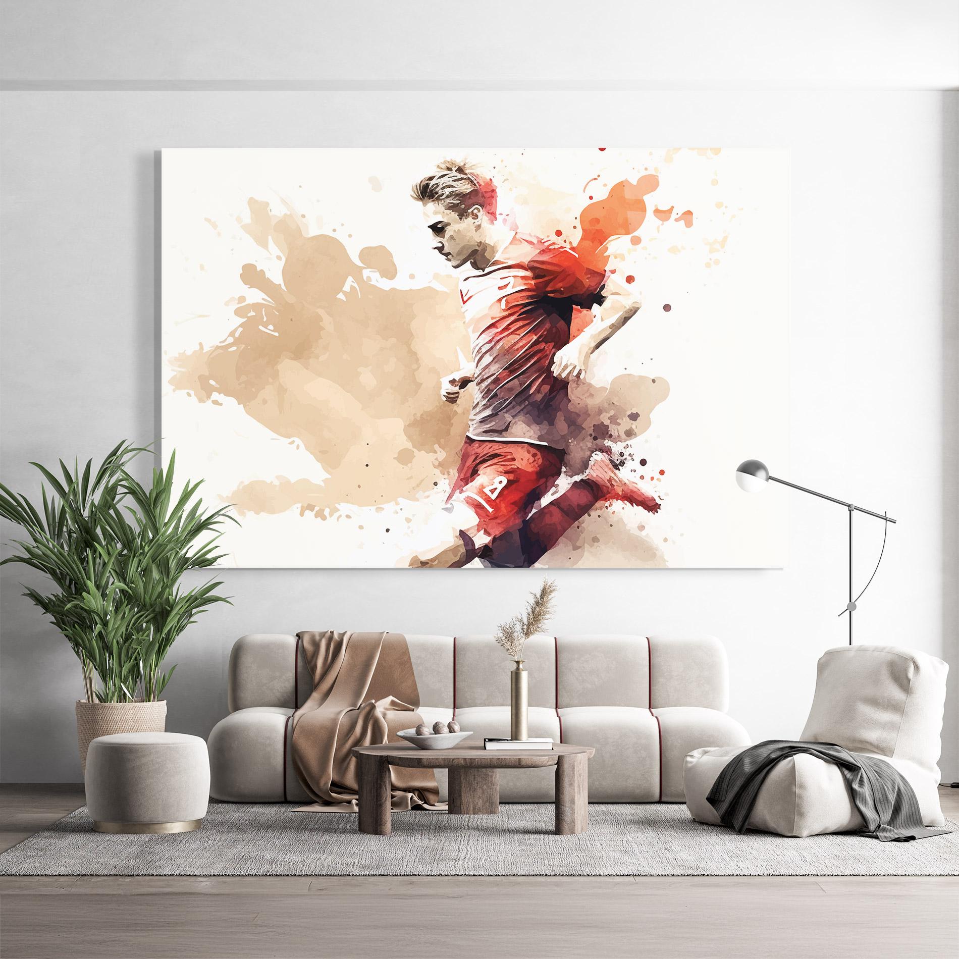 Tablou Sticla Football Red Cream mockup 9