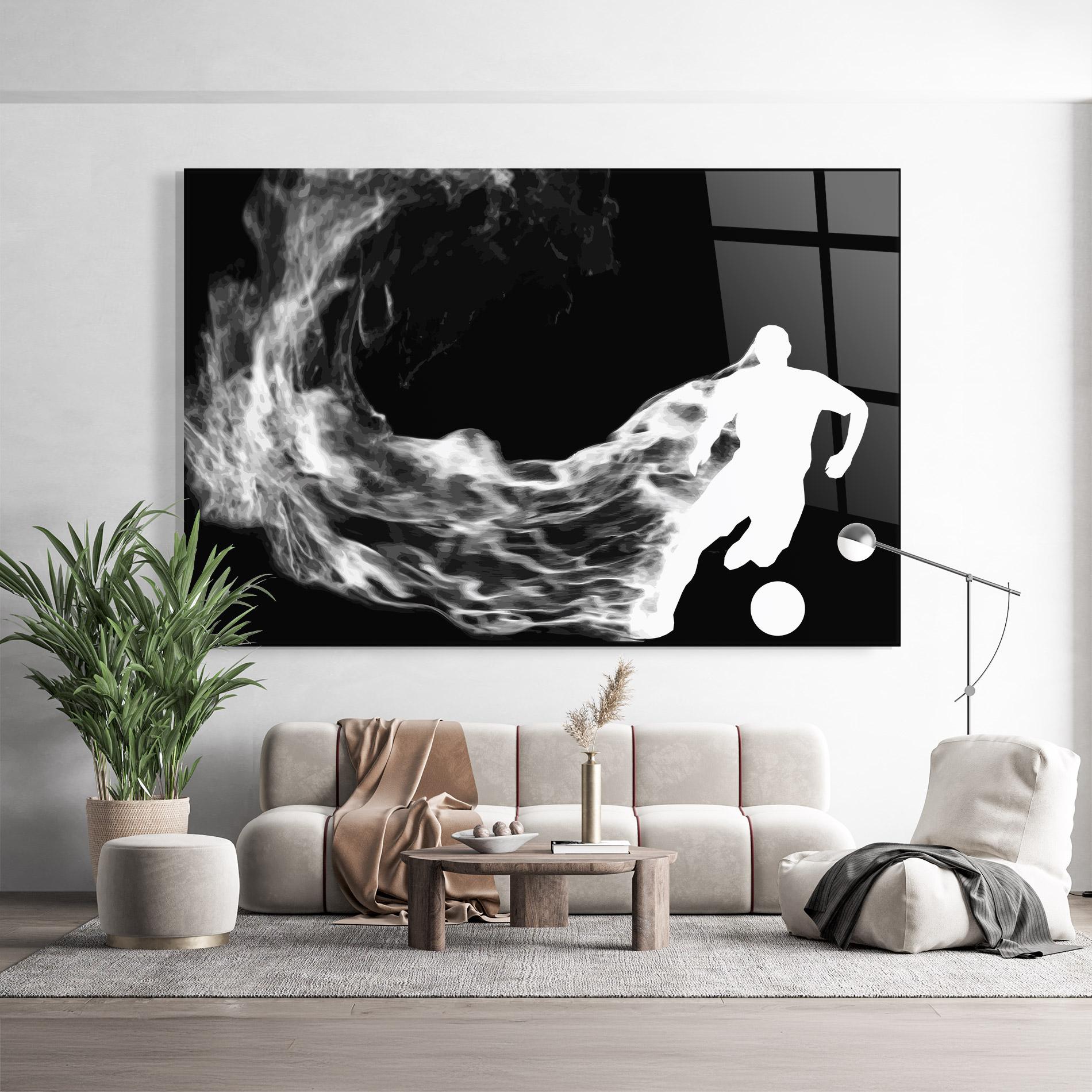 Tablou Sticla Football White Smoke mockup 9