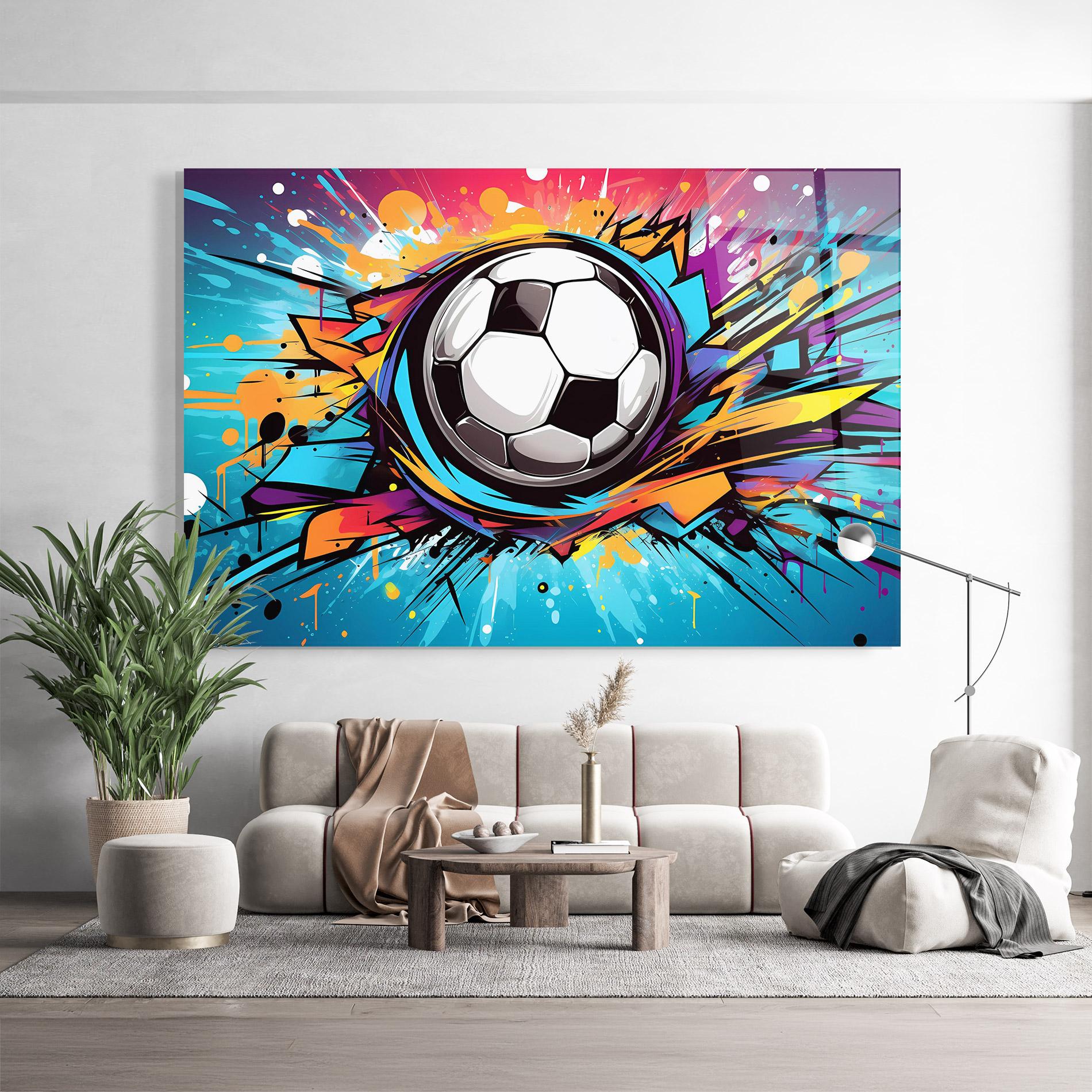 Tablou Sticla Graffiti Football Flight mockup 9