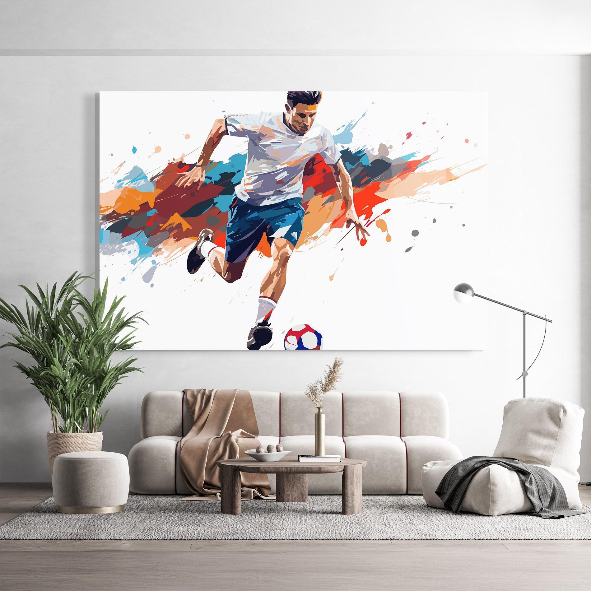 Tablou Sticla Grey Blue Football mockup 9