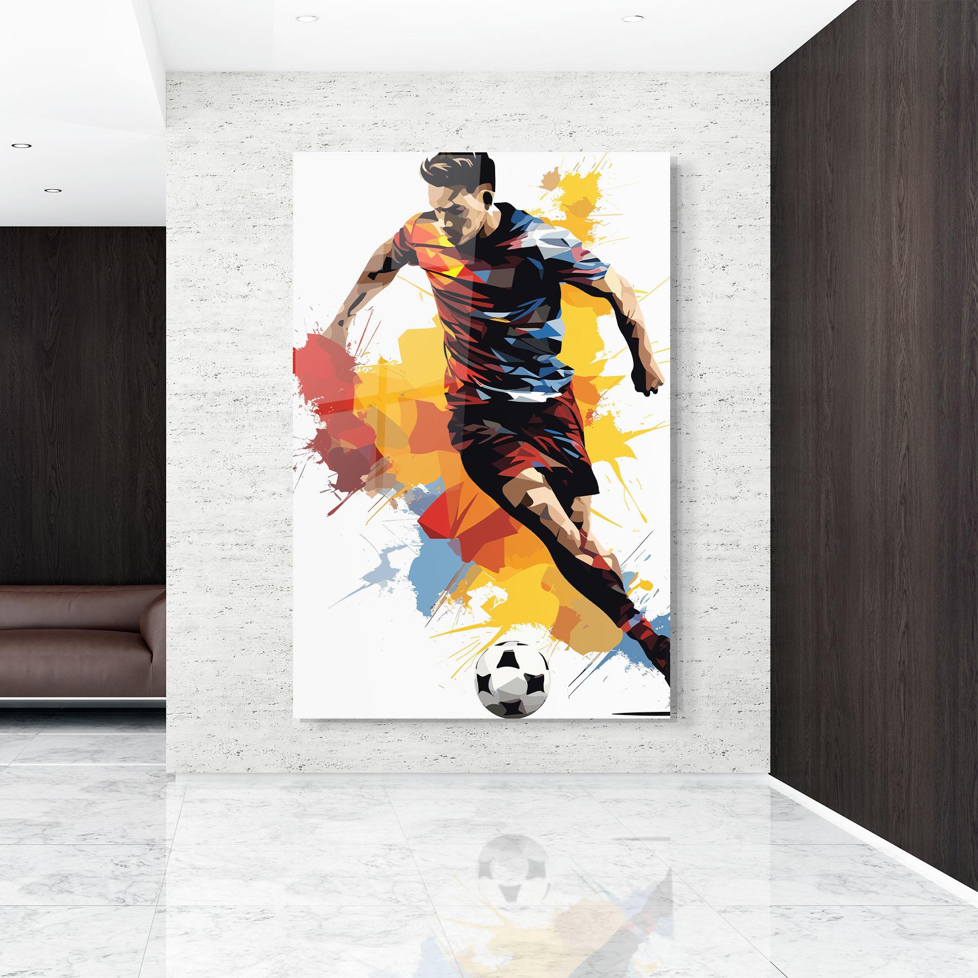 Tablou Sticla Yellow Paint Football mockup 9