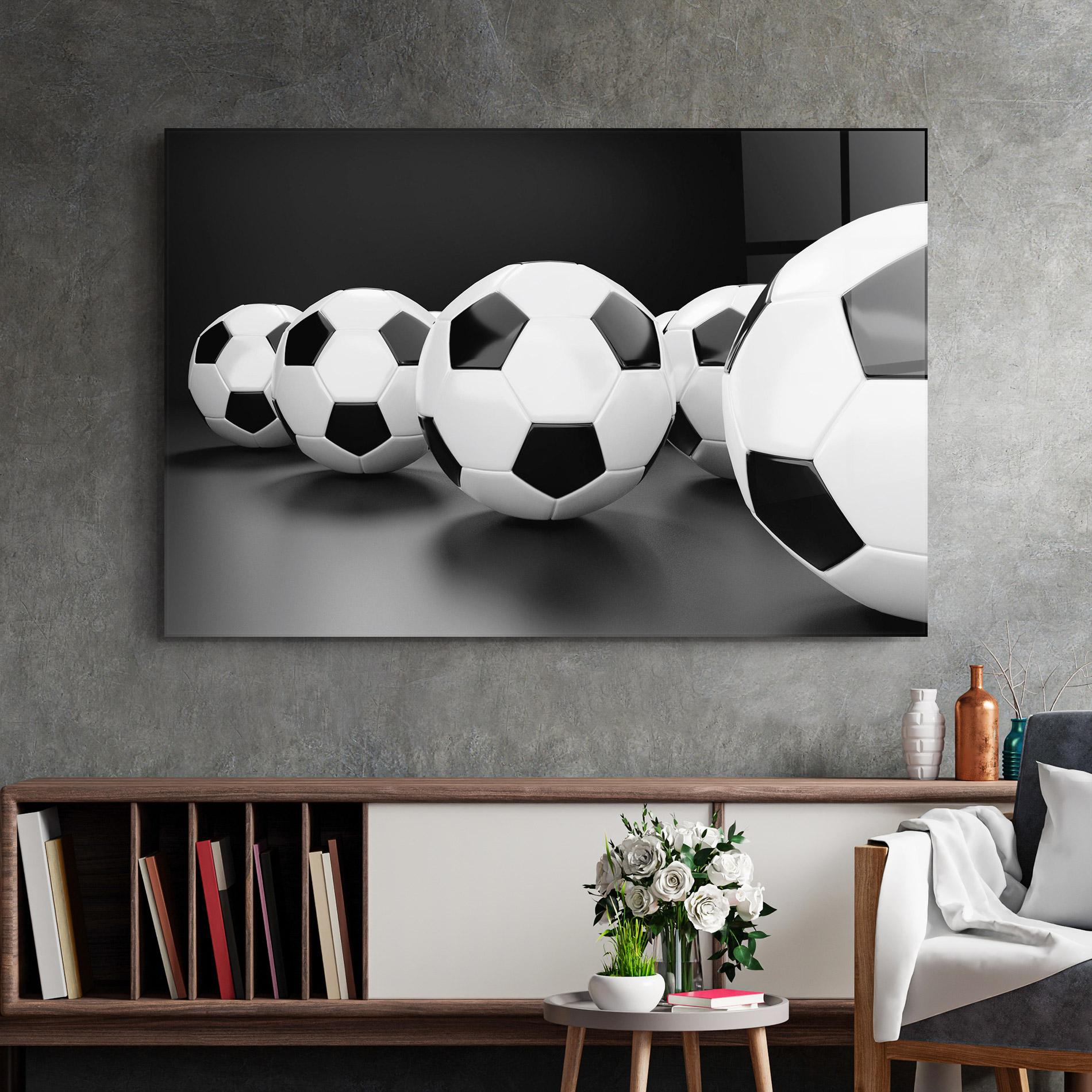 Tablou Sticla Black White Football mockup 2