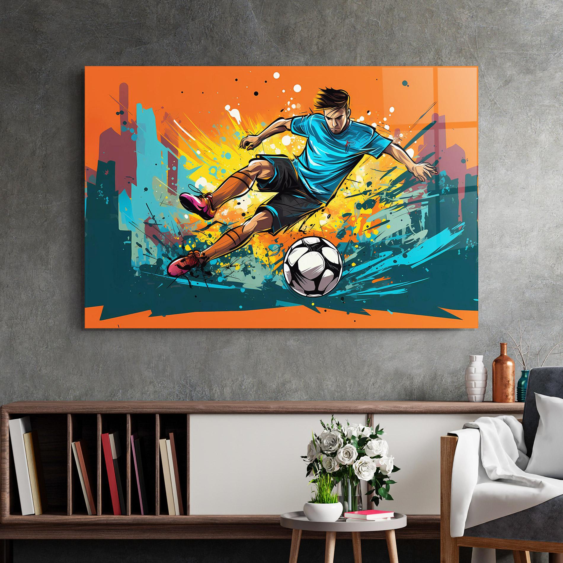 Tablou Sticla Blue Tshirt Football mockup 2